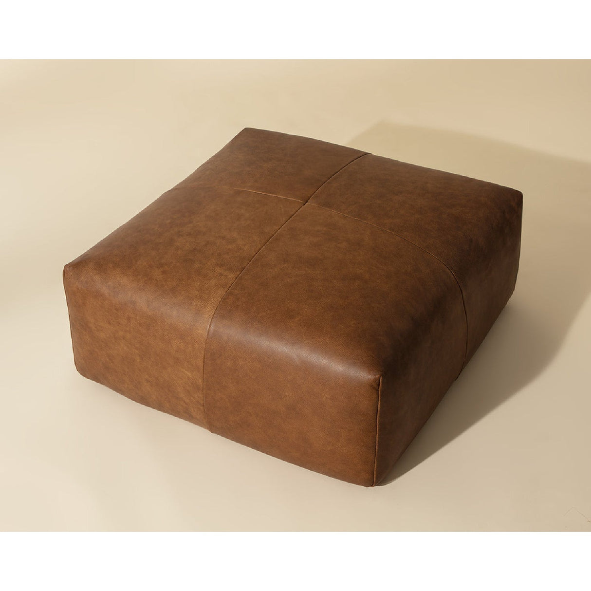 Brown Leather Square Ottoman by Splendido Elio, alternate view 6