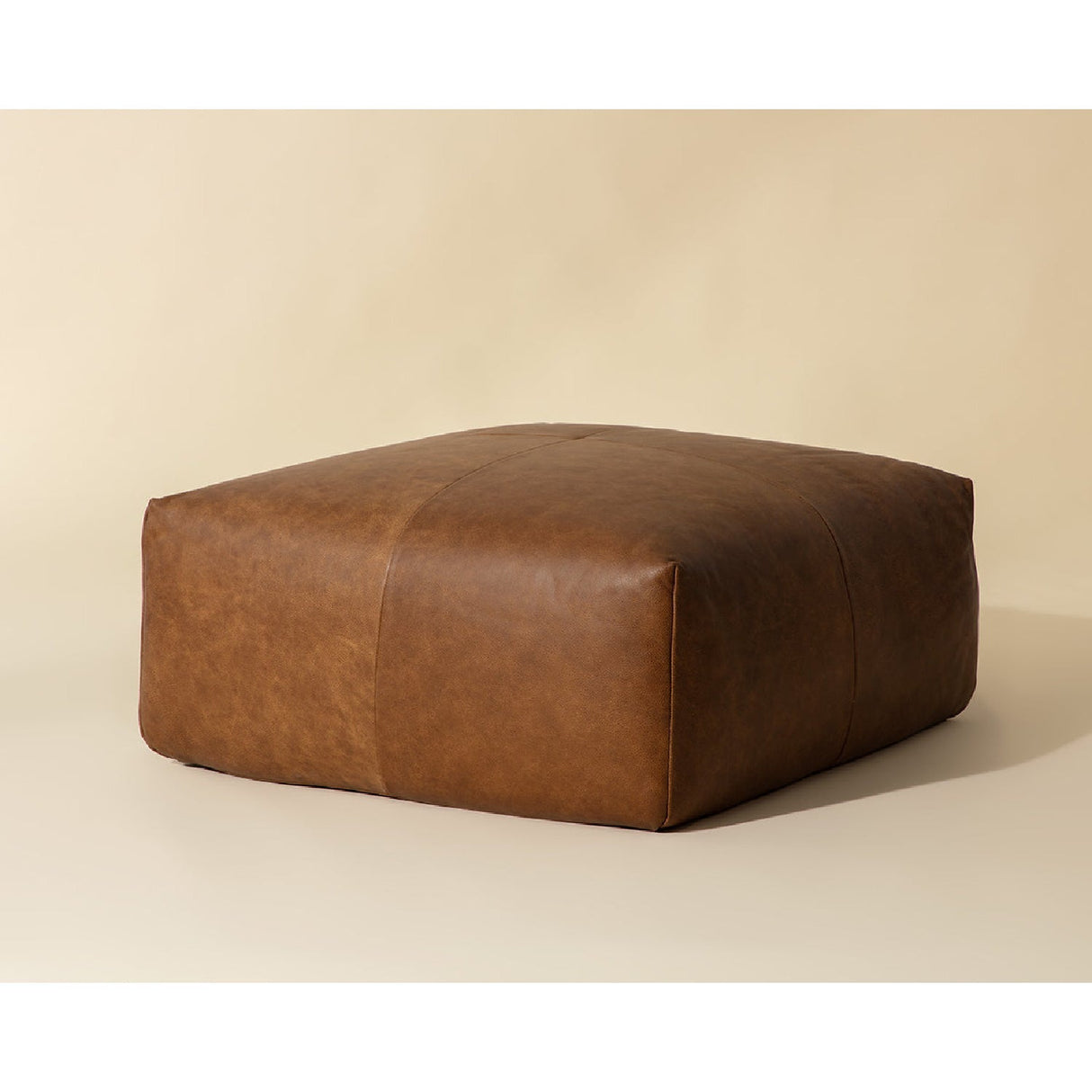 Brown Leather Square Ottoman by Splendido Elio, alternate view 7