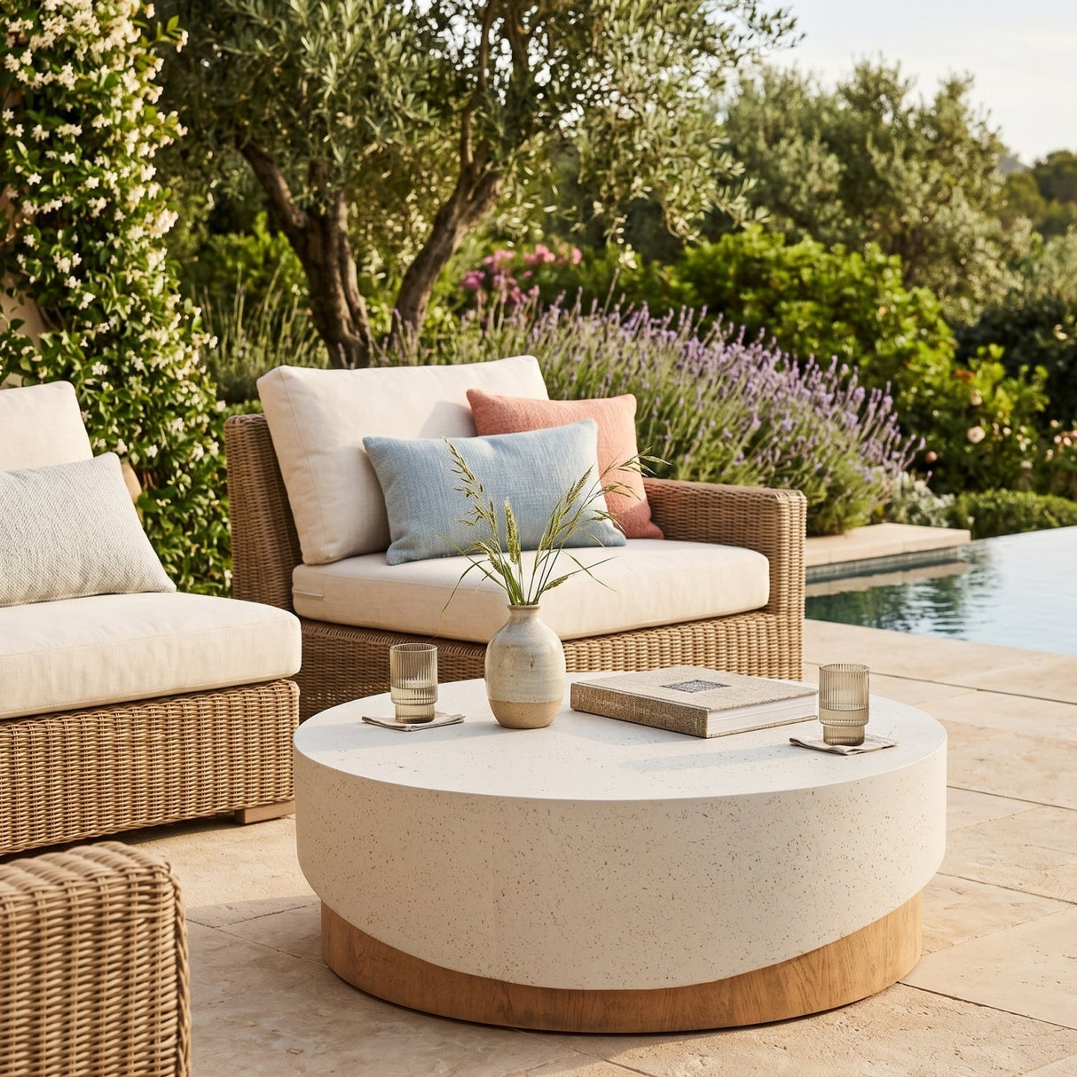 Cream Concrete Indoor/Outdoor Coffee Table by Splendido Patras, alternate view 2