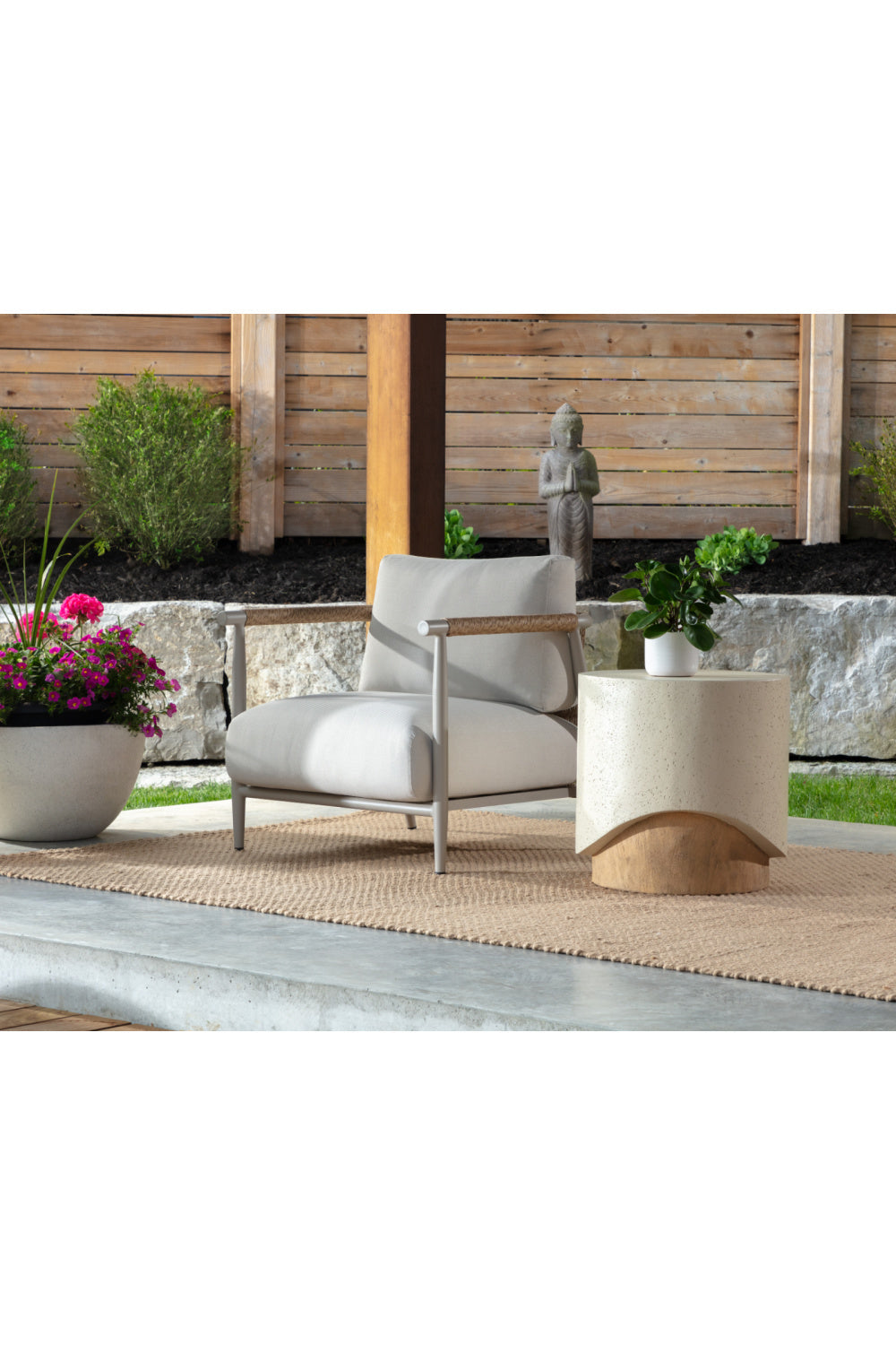 Cream Cylindrical Indoor/Outdoor End Table by Splendido Patras Side Table, alternate view 12