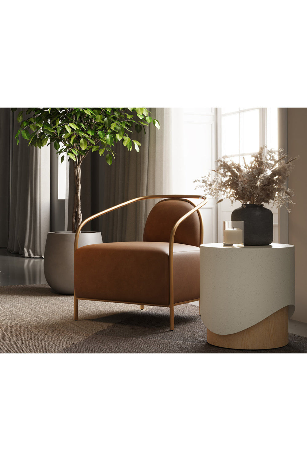 Cream Cylindrical Indoor/Outdoor End Table by Splendido Patras Side Table, alternate view 13
