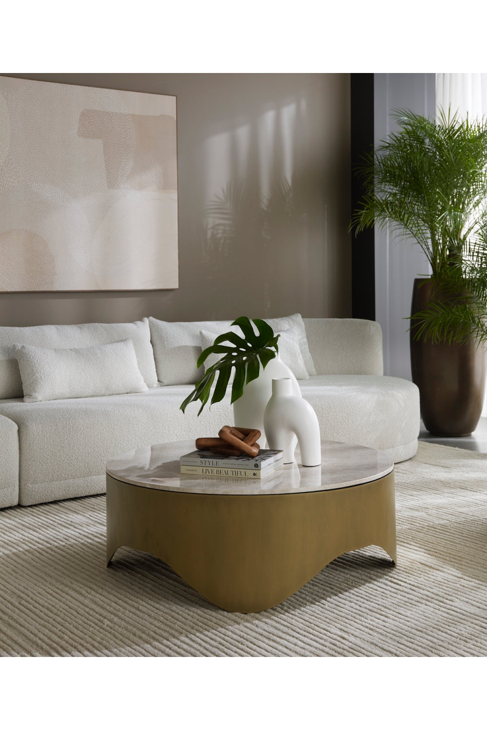 Modern European furniture - Wavy Antique Brass Coffee Table - www.oroa.com