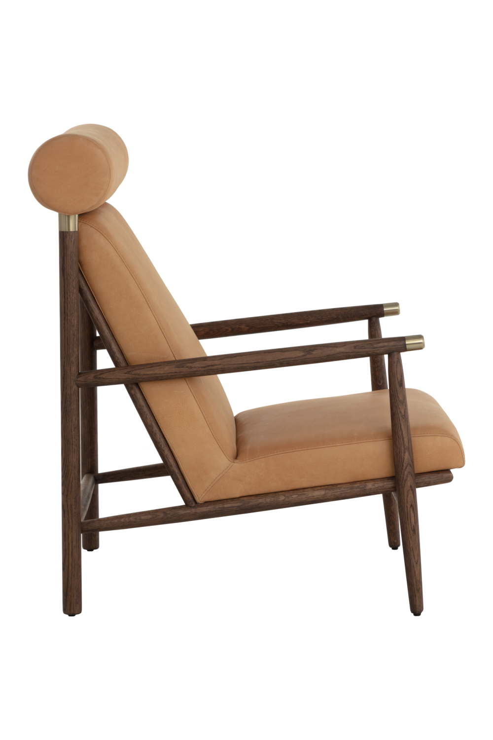 Oak Framed Leather Lounge Chair by Splendido Biko Accent Chair, alternate view 4