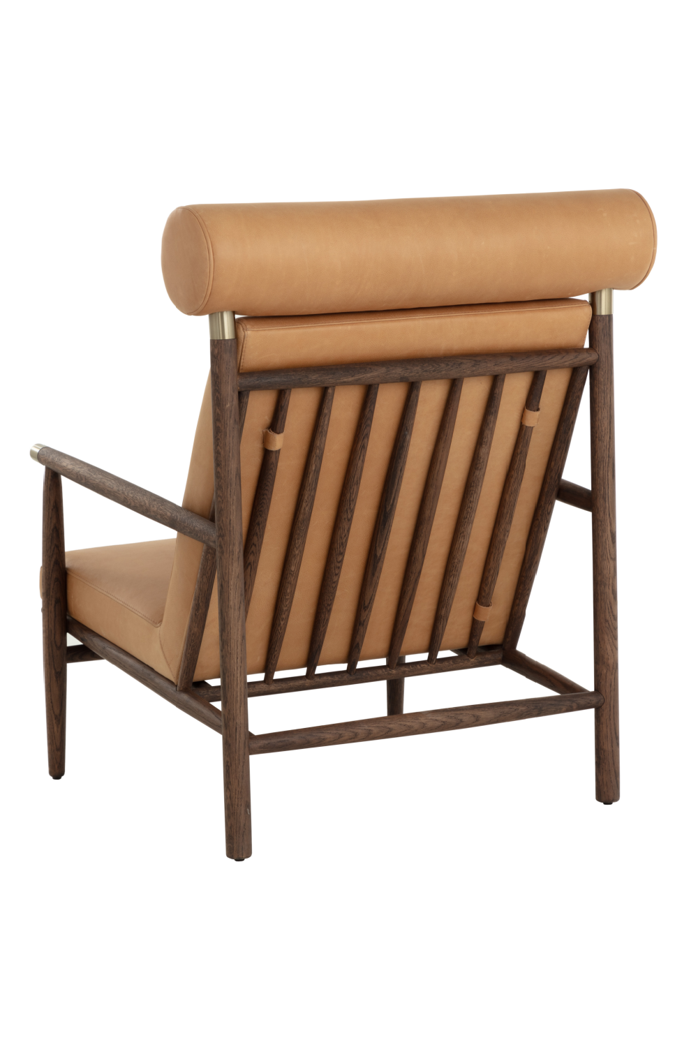 Oak Framed Leather Lounge Chair by Splendido Biko Accent Chair, alternate view 5