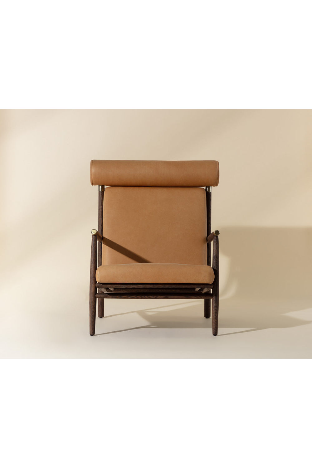 Oak Framed Leather Lounge Chair by Splendido Biko Accent Chair, alternate view 7