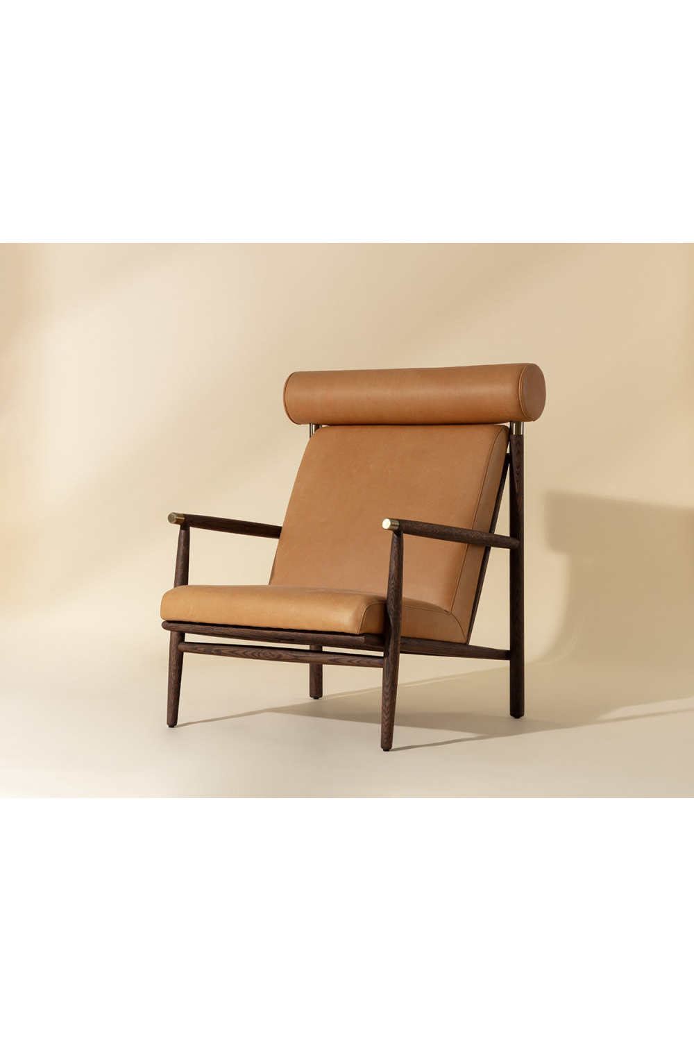 Oak Framed Leather Lounge Chair by Splendido Biko Accent Chair, alternate view 8