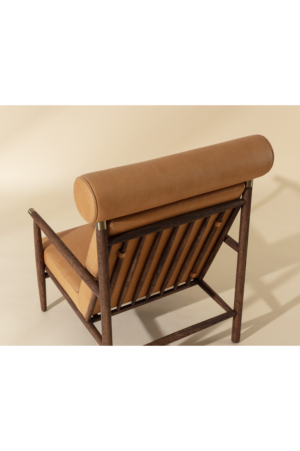 Oak Framed Leather Lounge Chair by Splendido Biko Accent Chair, alternate view 9