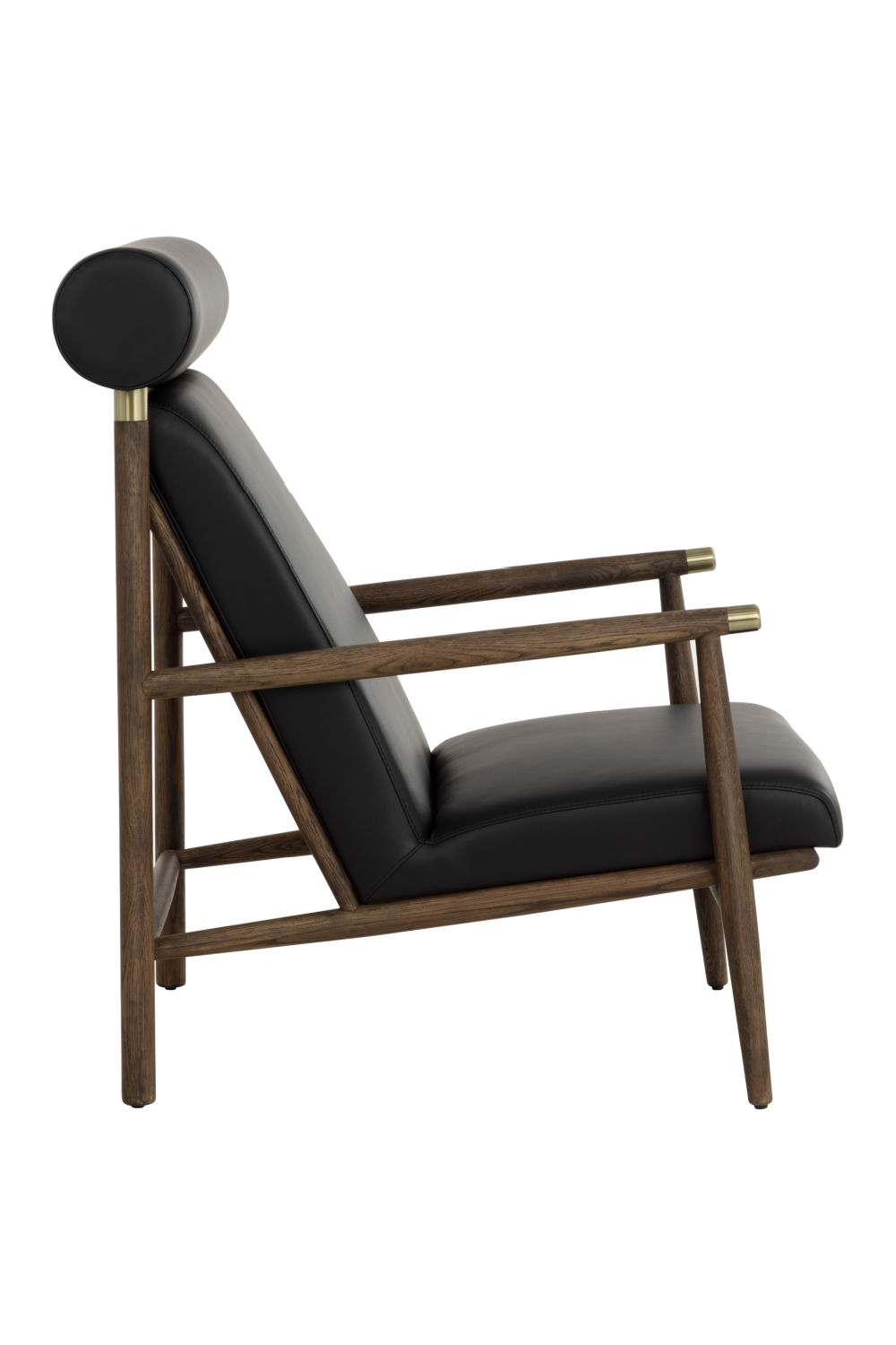 Oak Framed Leather Lounge Chair by Splendido Biko Accent Chair, alternate view 13