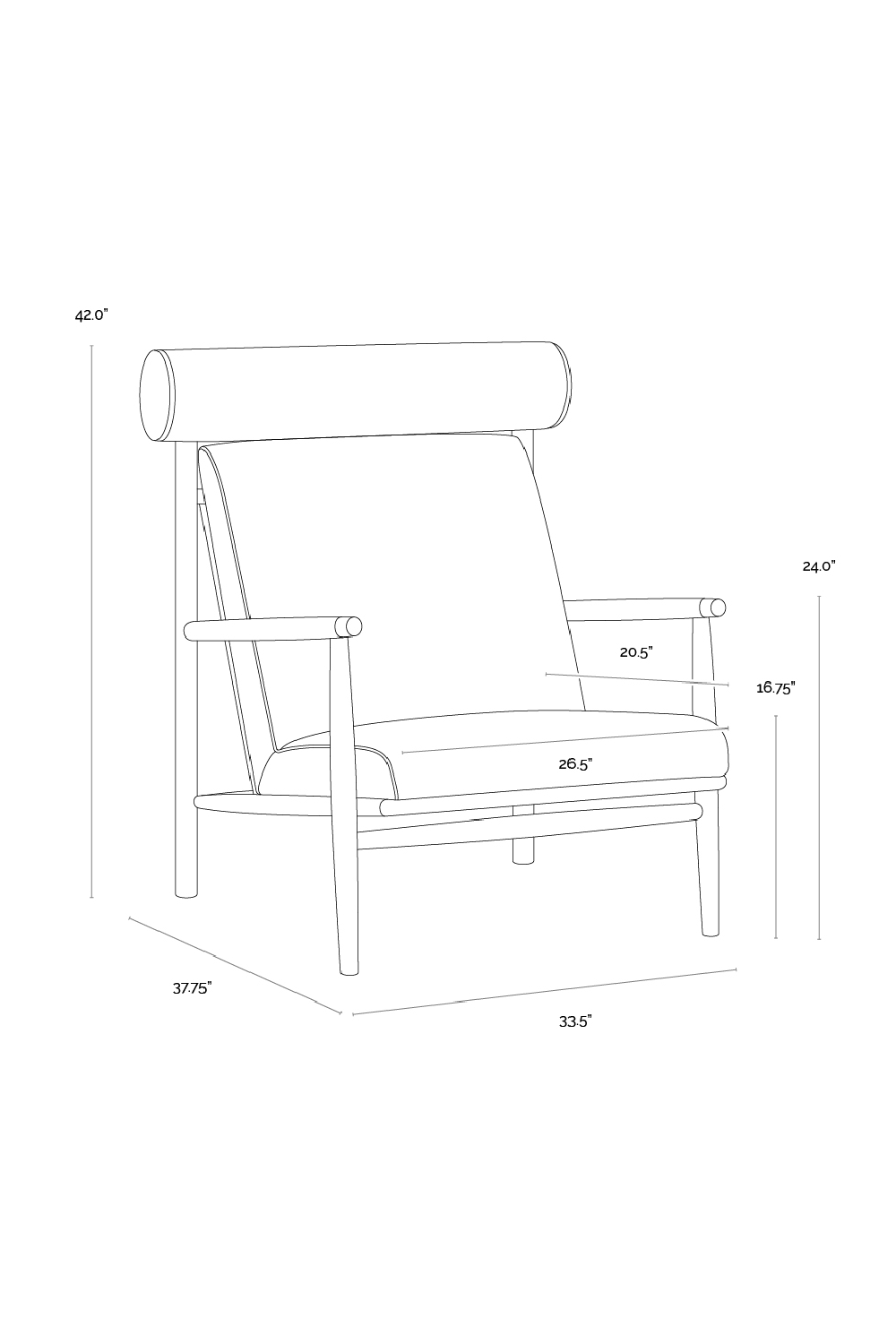 Oak Framed Leather Lounge Chair by Splendido Biko Accent Chair, alternate view 16