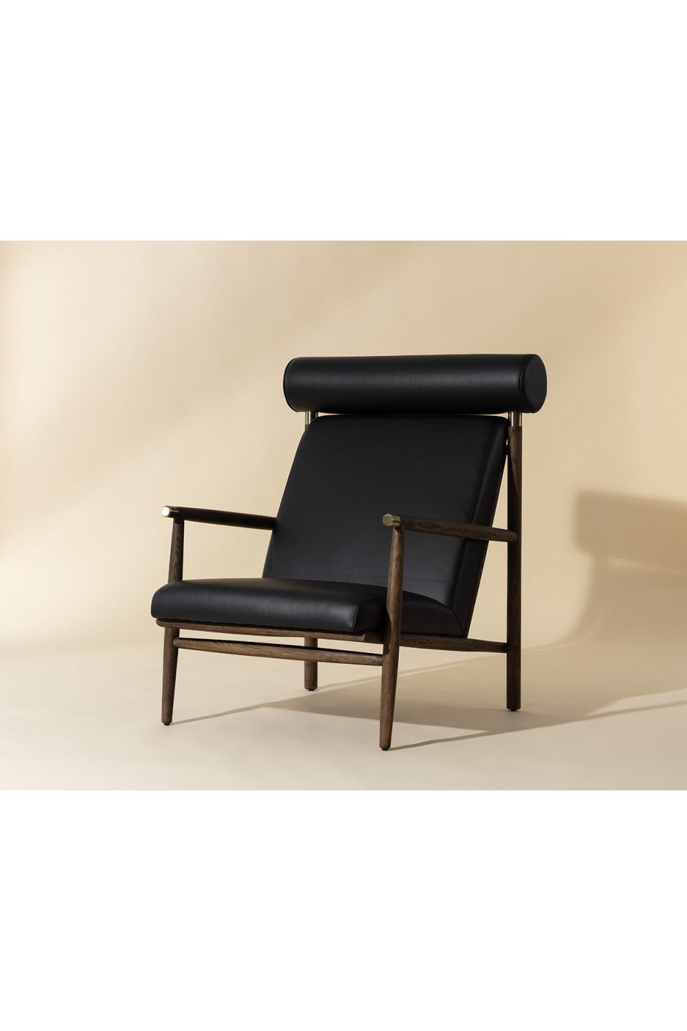 Oak Framed Leather Lounge Chair by Splendido Biko Accent Chair, alternate view 18
