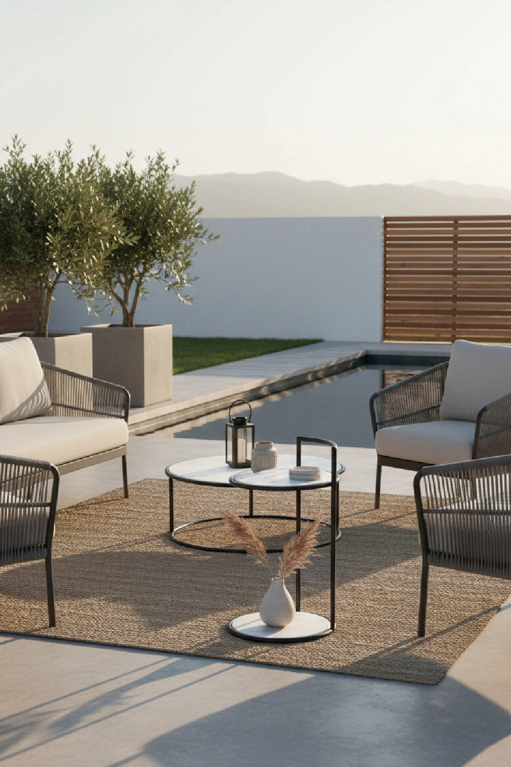Gold Frame Indoor/Outdoor End Table by Splendido Parga Outdoor Side Table, alternate view 14