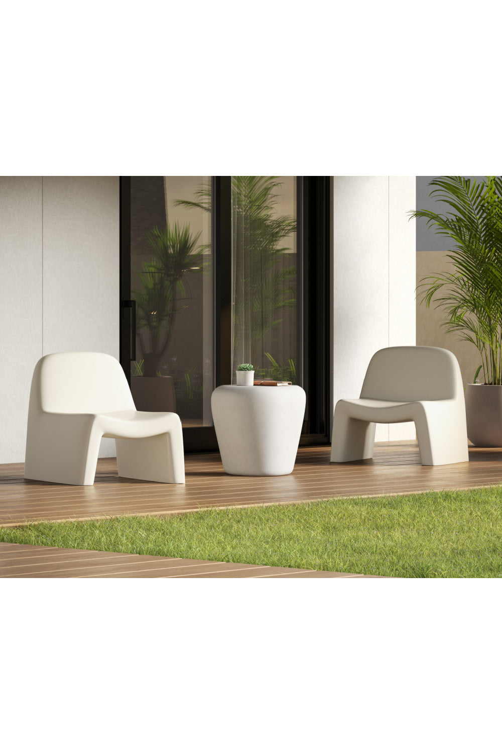 Cream Concrete Indoor/Outdoor Lounge Chair by Splendido Kessel Accent Chair, alternate view 11