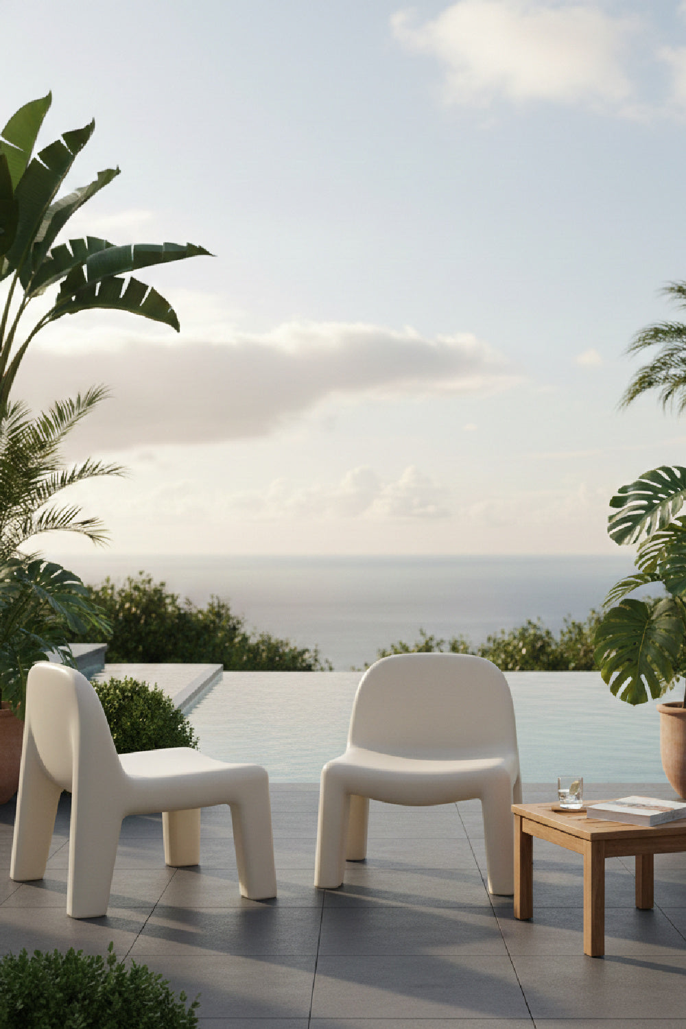 Cream Concrete Indoor/Outdoor Lounge Chair by Splendido Kessel Accent Chair, alternate view 9