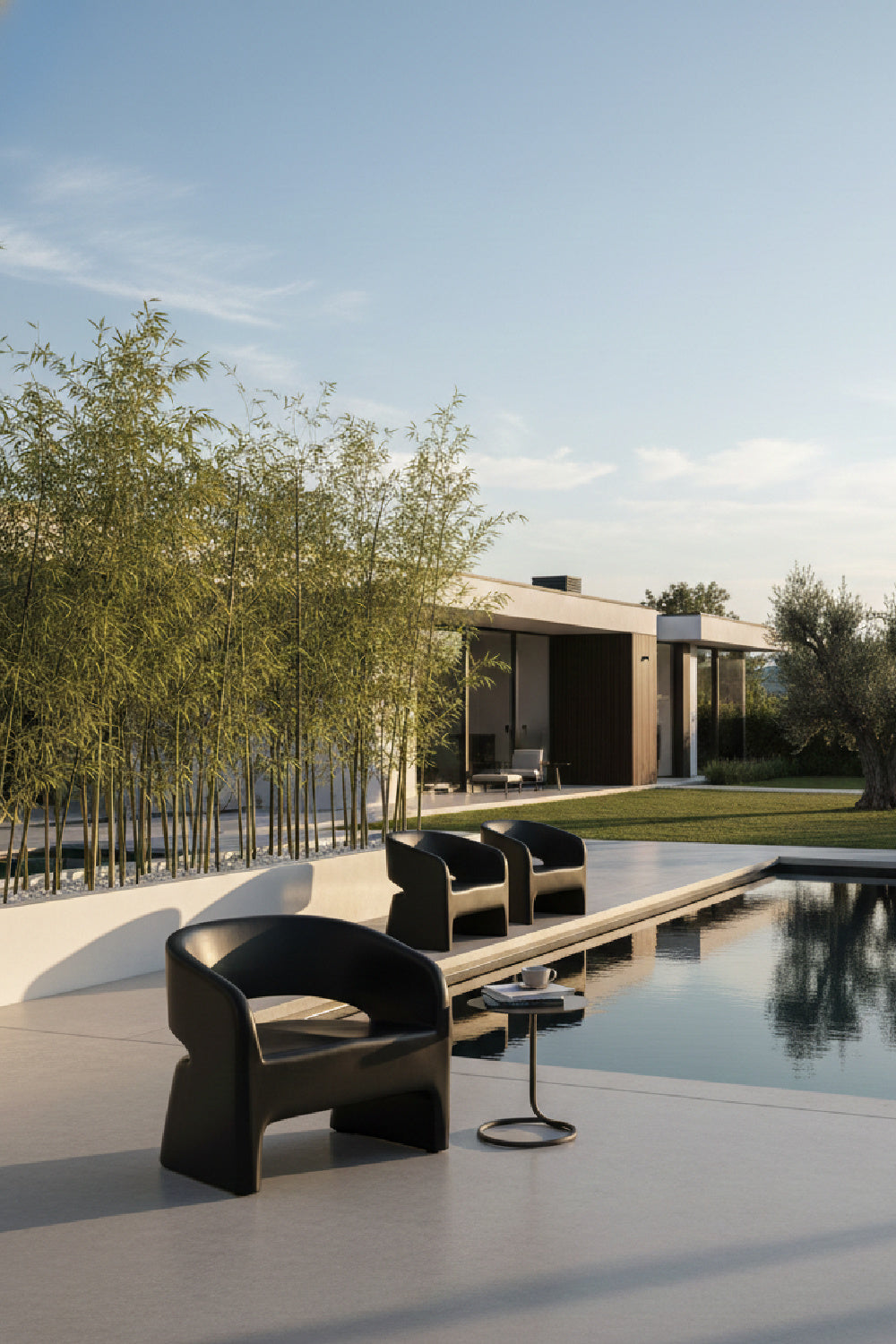 Black Indoor/Outdoor Lounge Chair by Splendido Cura Accent Chair, alternate view 8