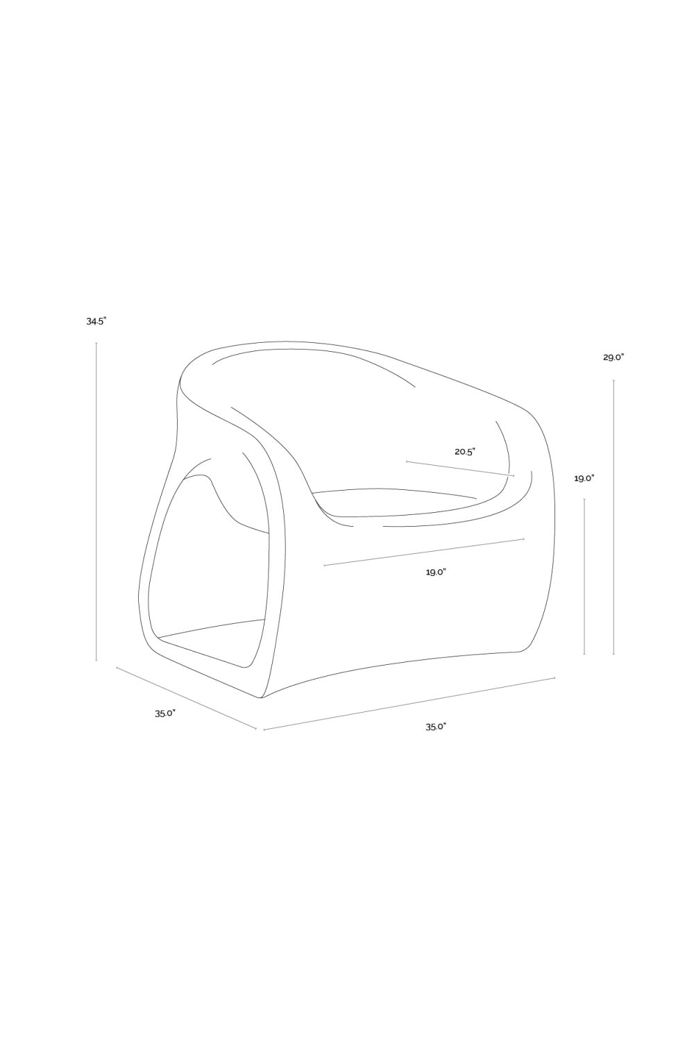Molded Concrete Indoor/Outdoor Lounge Chair by Splendido Orson Accent Chair, alternate view 19