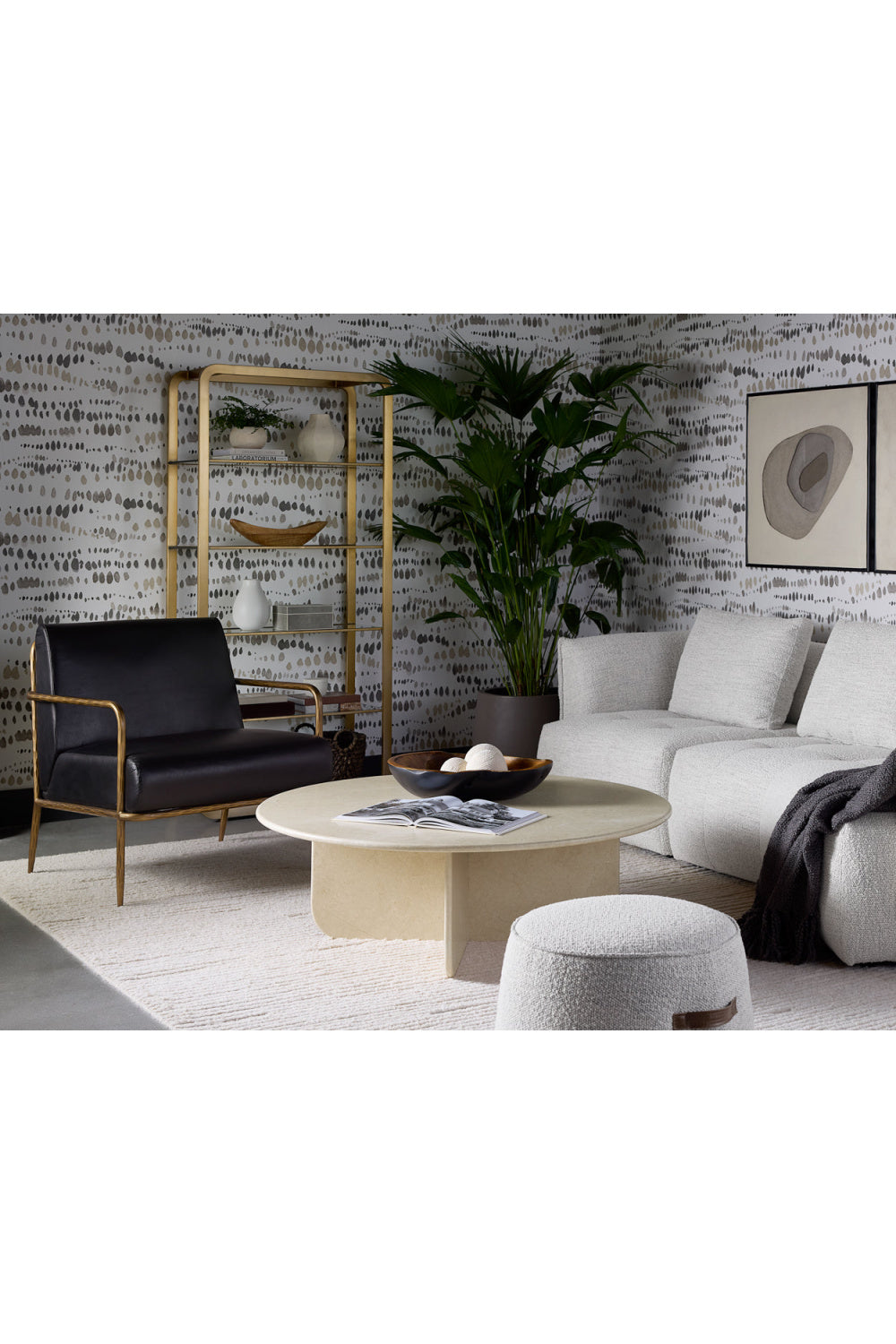 Hammered Brass Leather Lounge Chair by Splendido Lathan Accent Chair, alternate view 26