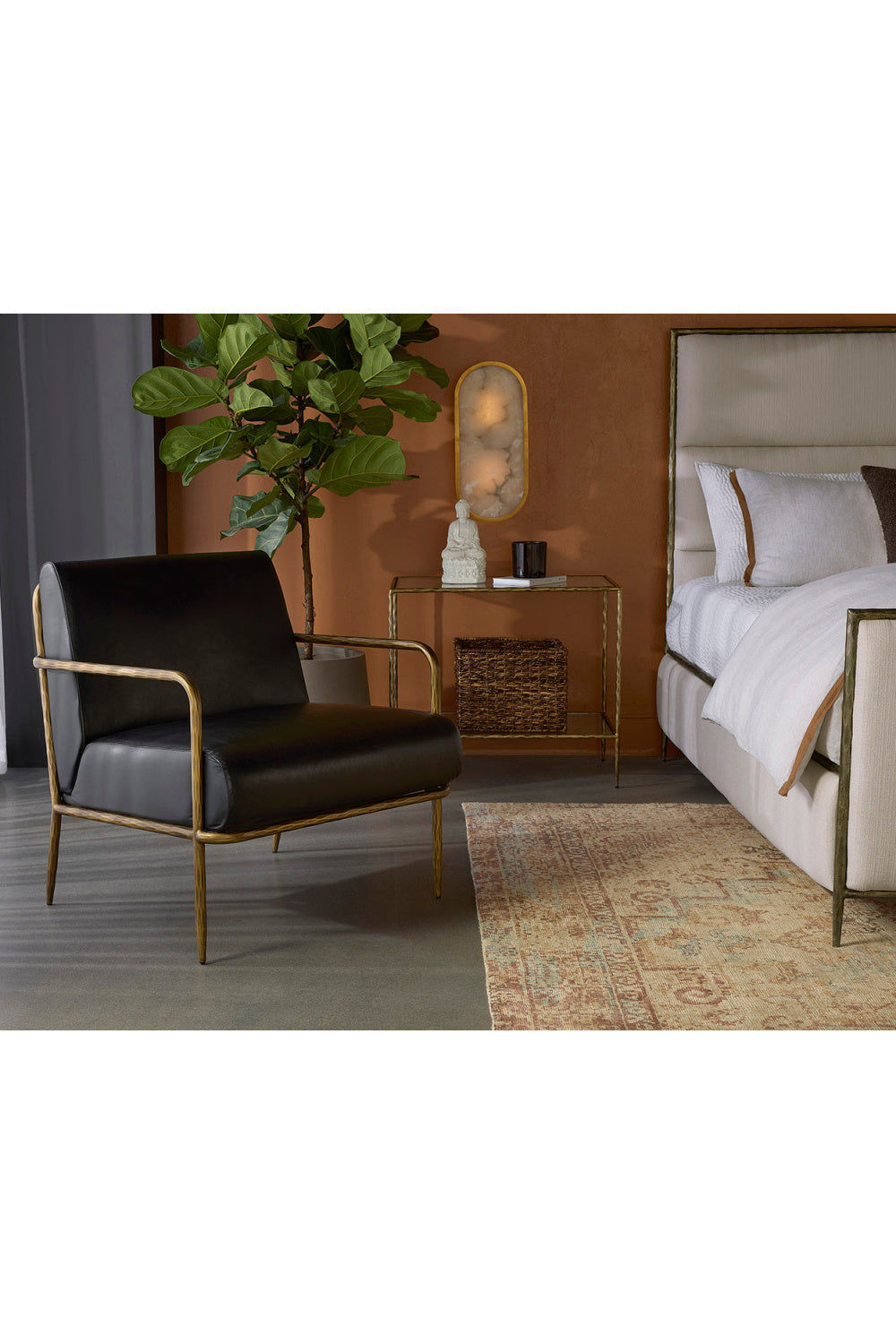 Hammered Brass Leather Lounge Chair by Splendido Lathan Accent Chair, alternate view 27