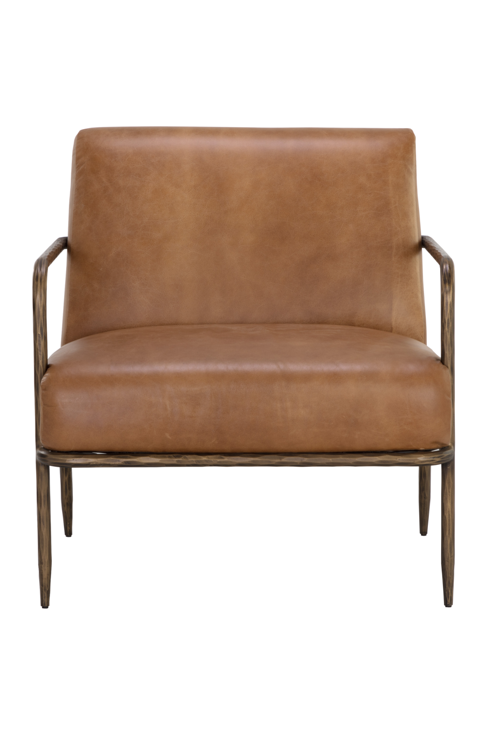 Hammered Brass Leather Lounge Chair by Splendido Lathan Accent Chair, alternate view 4