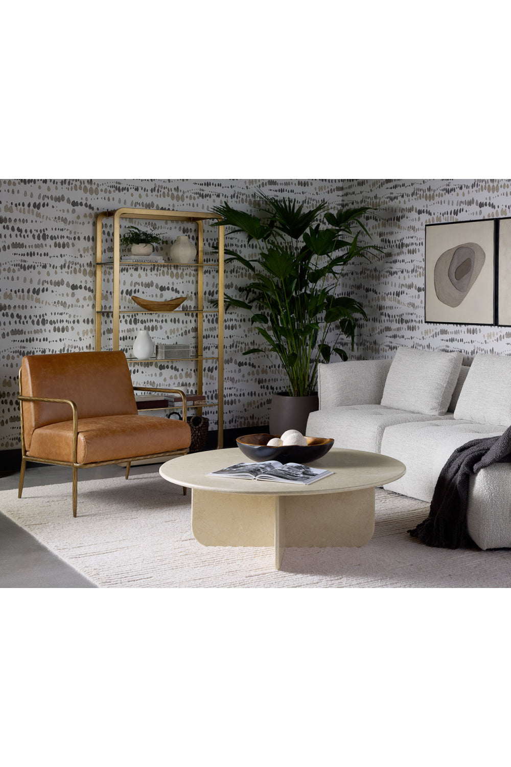 Hammered Brass Leather Lounge Chair by Splendido Lathan Accent Chair, alternate view 12