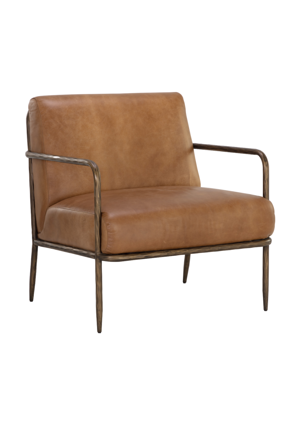 Hammered Brass Leather Lounge Chair by Splendido Lathan Accent Chair