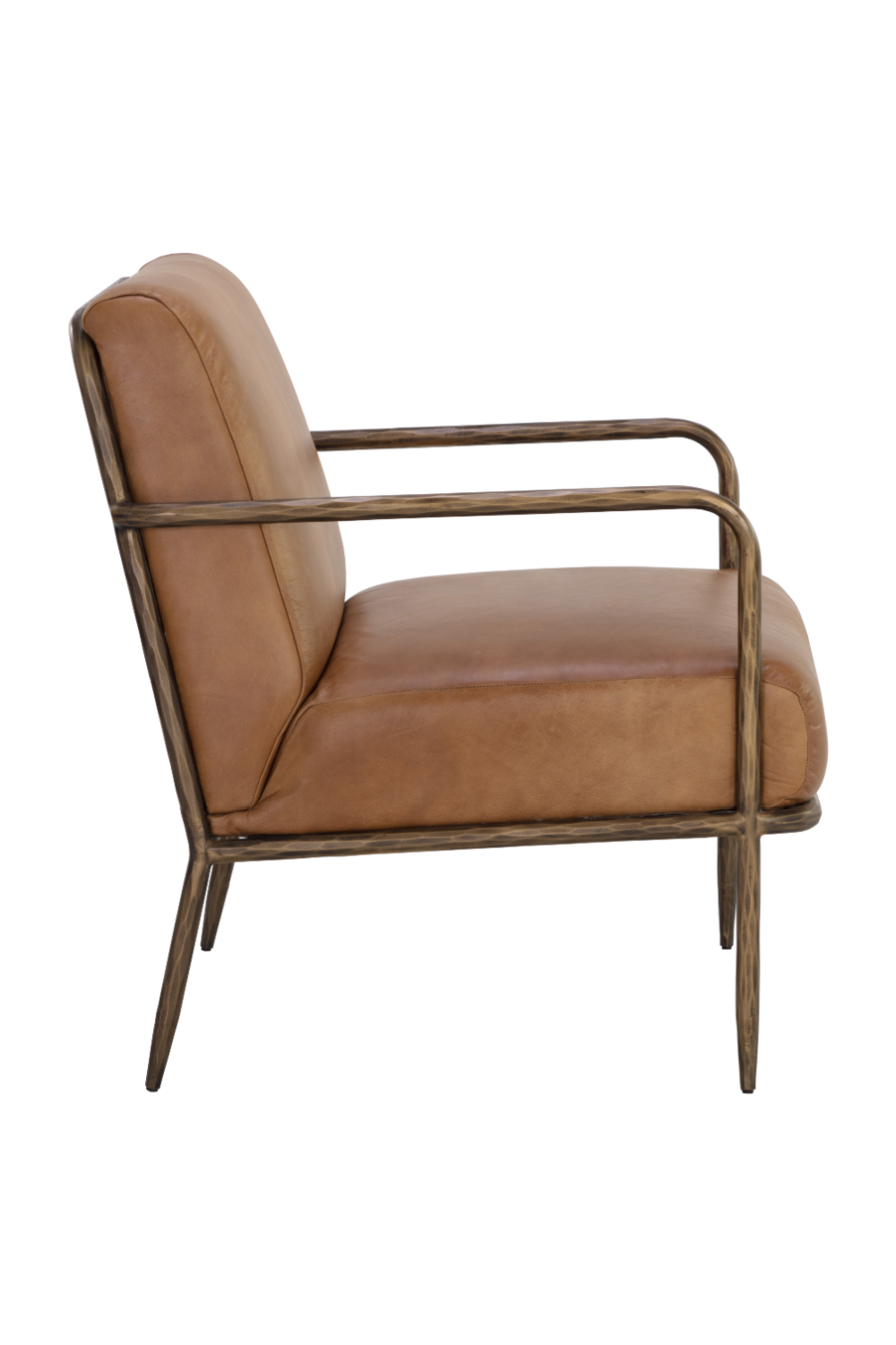 Hammered Brass Leather Lounge Chair by Splendido Lathan Accent Chair, alternate view 3