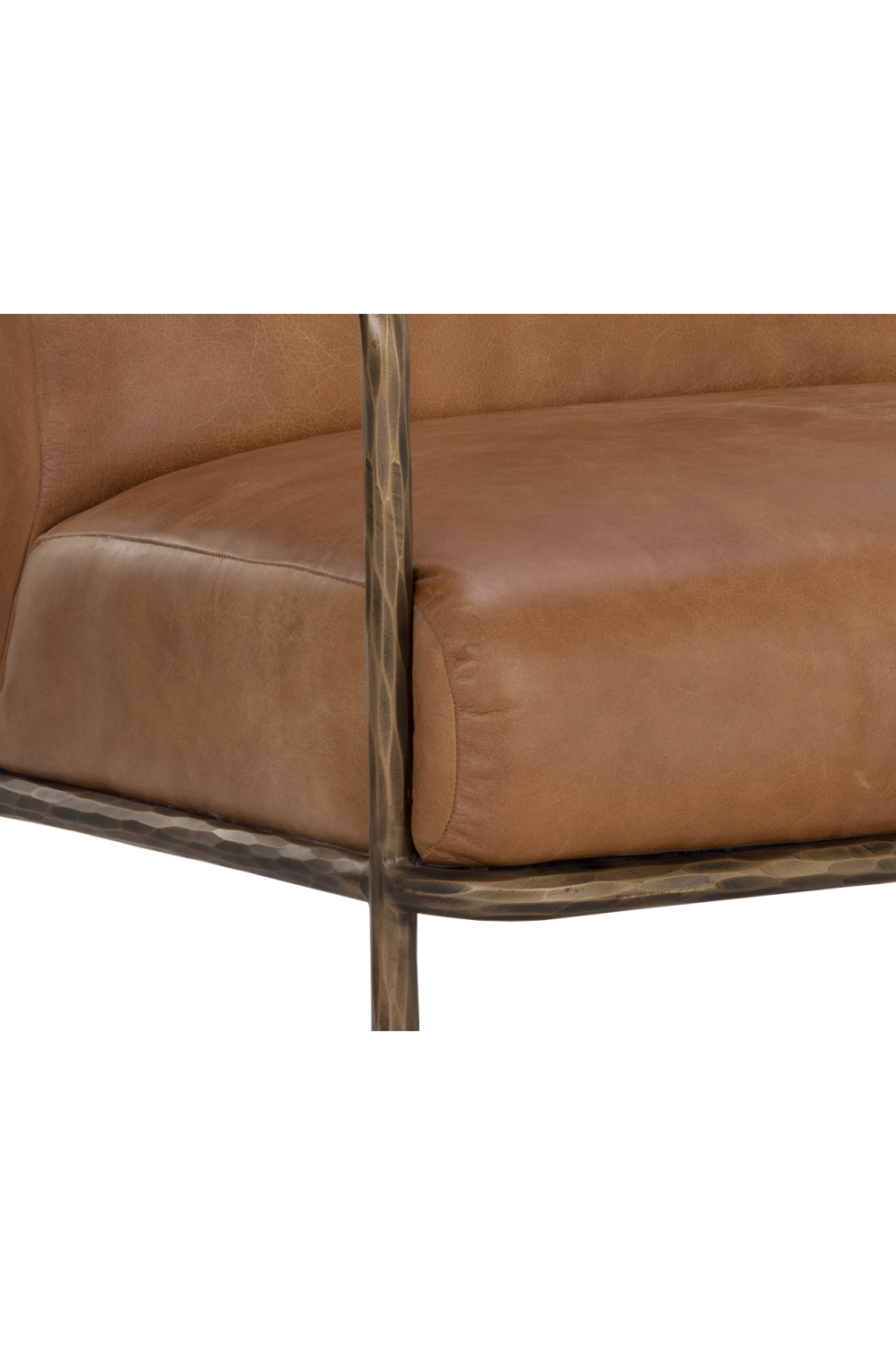 Hammered Brass Leather Lounge Chair by Splendido Lathan Accent Chair, alternate view 8