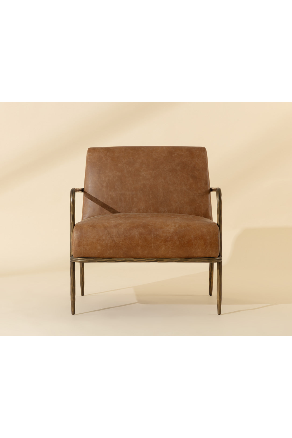 Hammered Brass Leather Lounge Chair by Splendido Lathan Accent Chair, alternate view 9