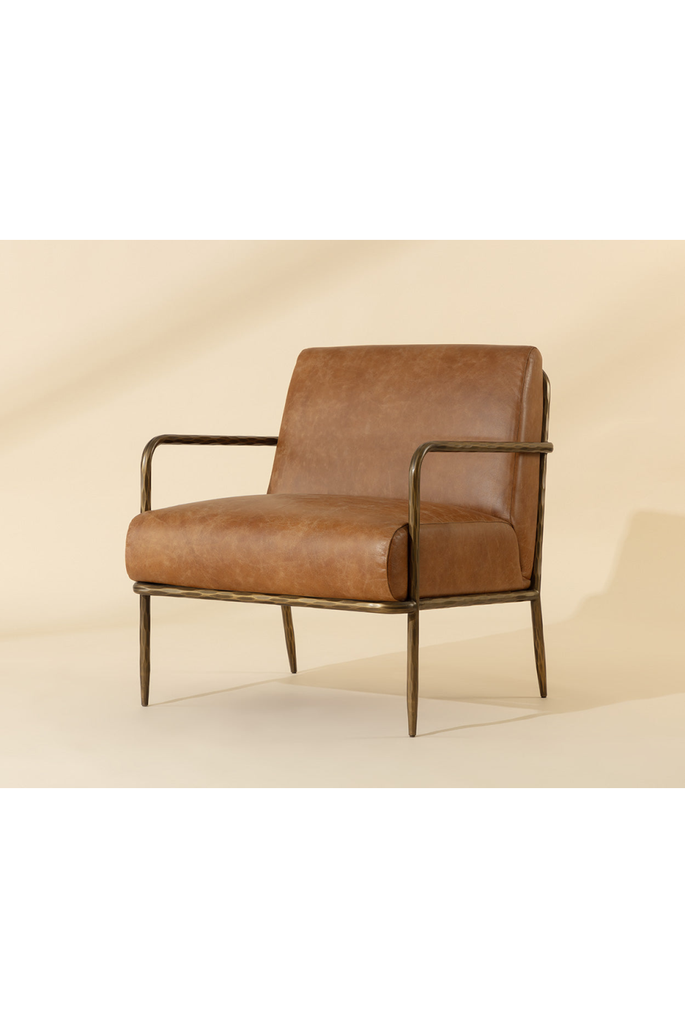 Hammered Brass Leather Lounge Chair by Splendido Lathan Accent Chair, alternate view 10