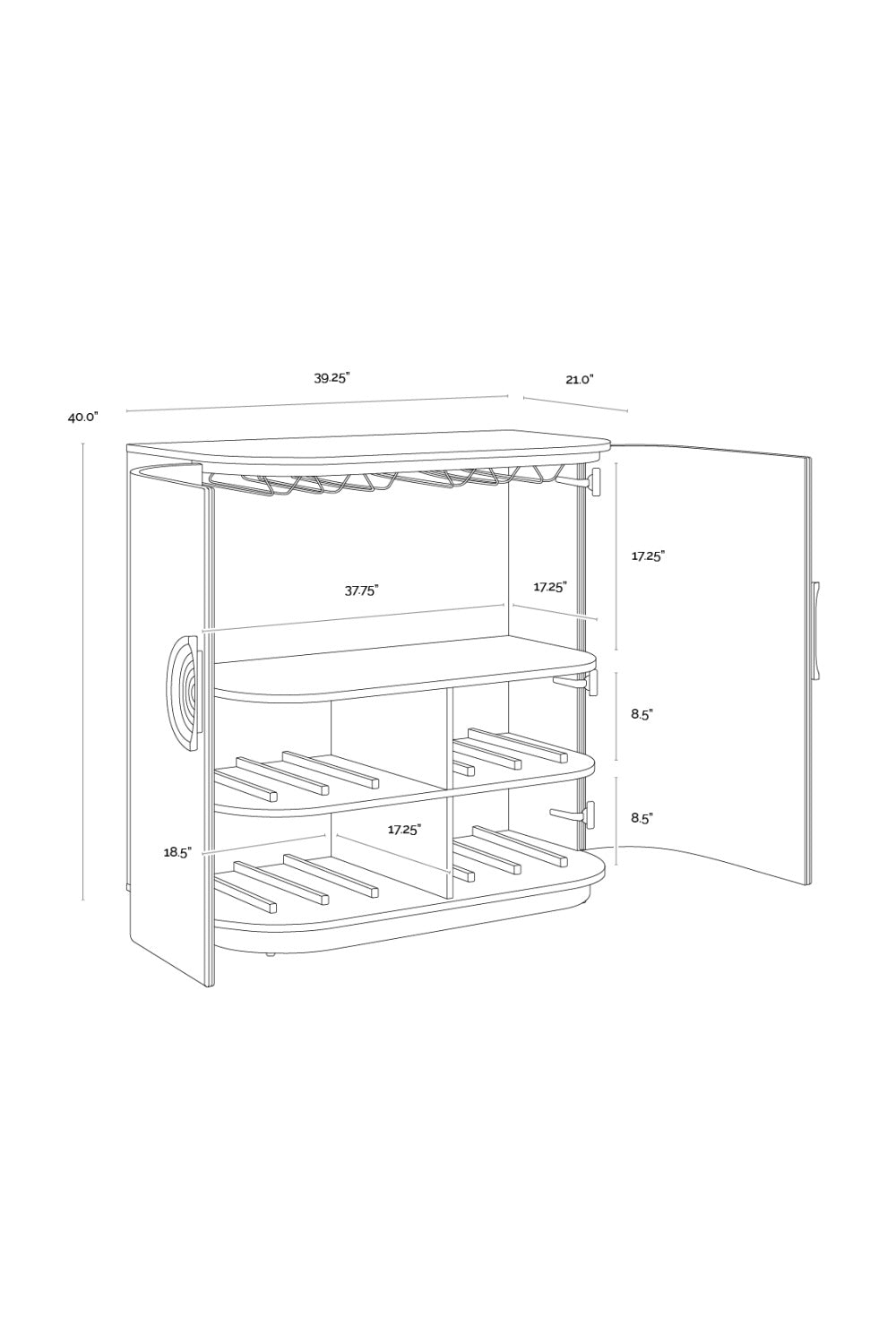Smoked Acacia 2-Door Bar Cabinet by Splendido Dresden Wine Cabinet, alternate view 10