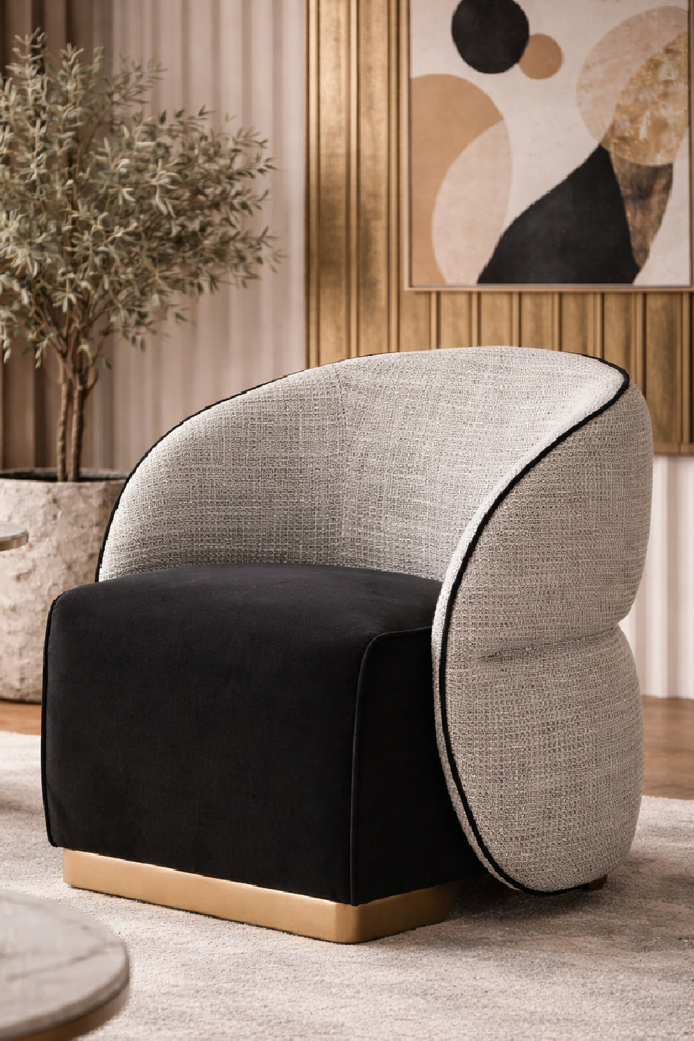 White Back Curved Lounge Chair by Splendido Fatina Accent Chair, alternate view 2