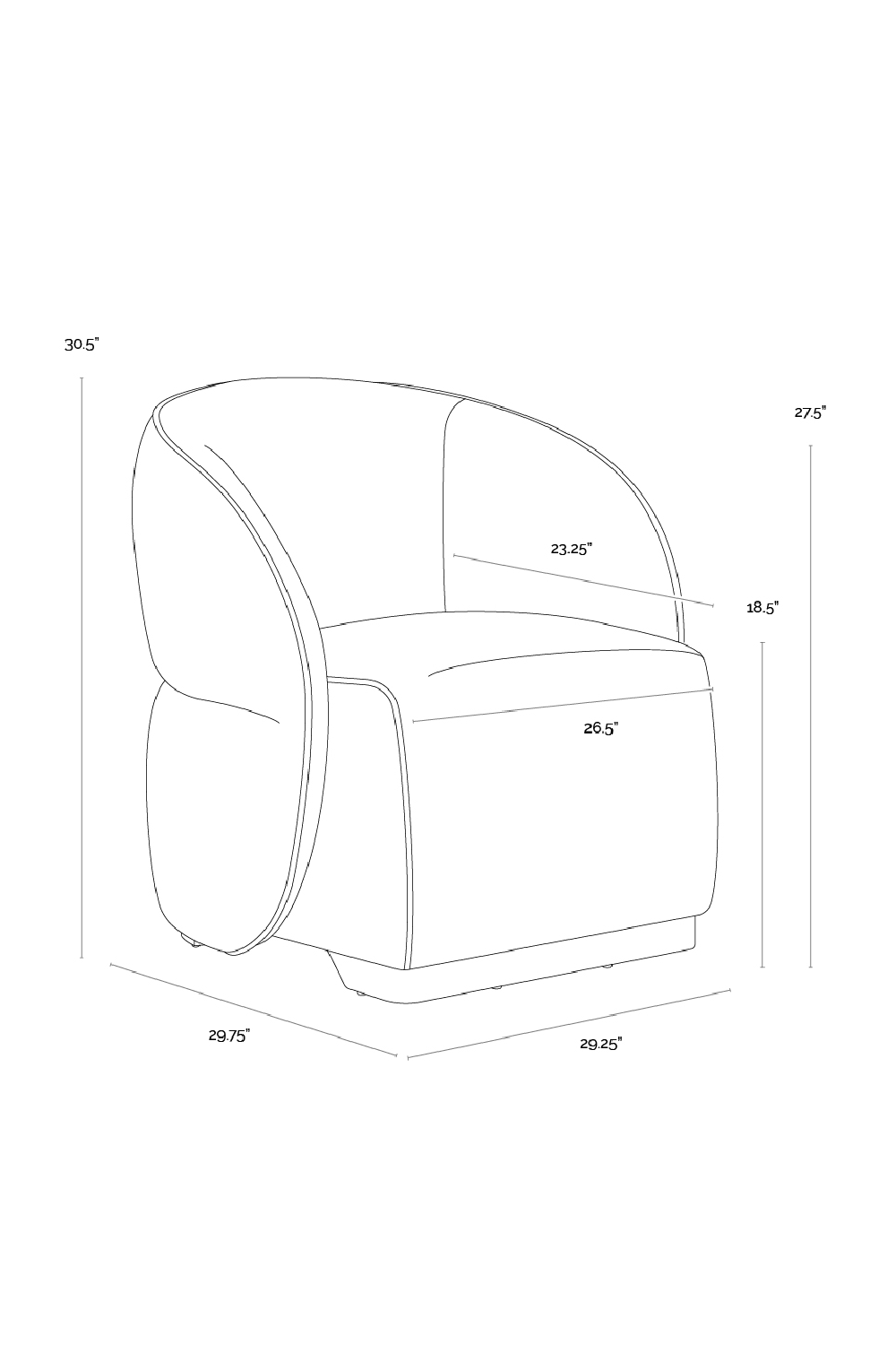 White Back Curved Lounge Chair by Splendido Fatina Accent Chair, alternate view 7