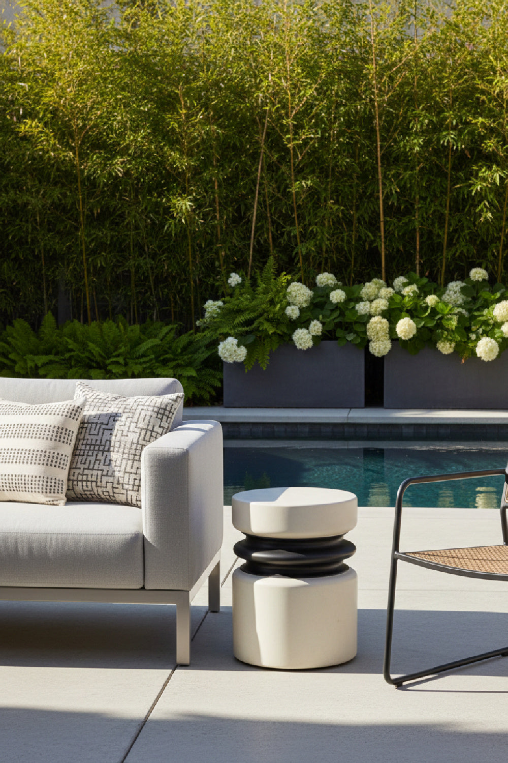 White Indoor/Outdoor End Table by Splendido Sumie Side Table, alternate view 2