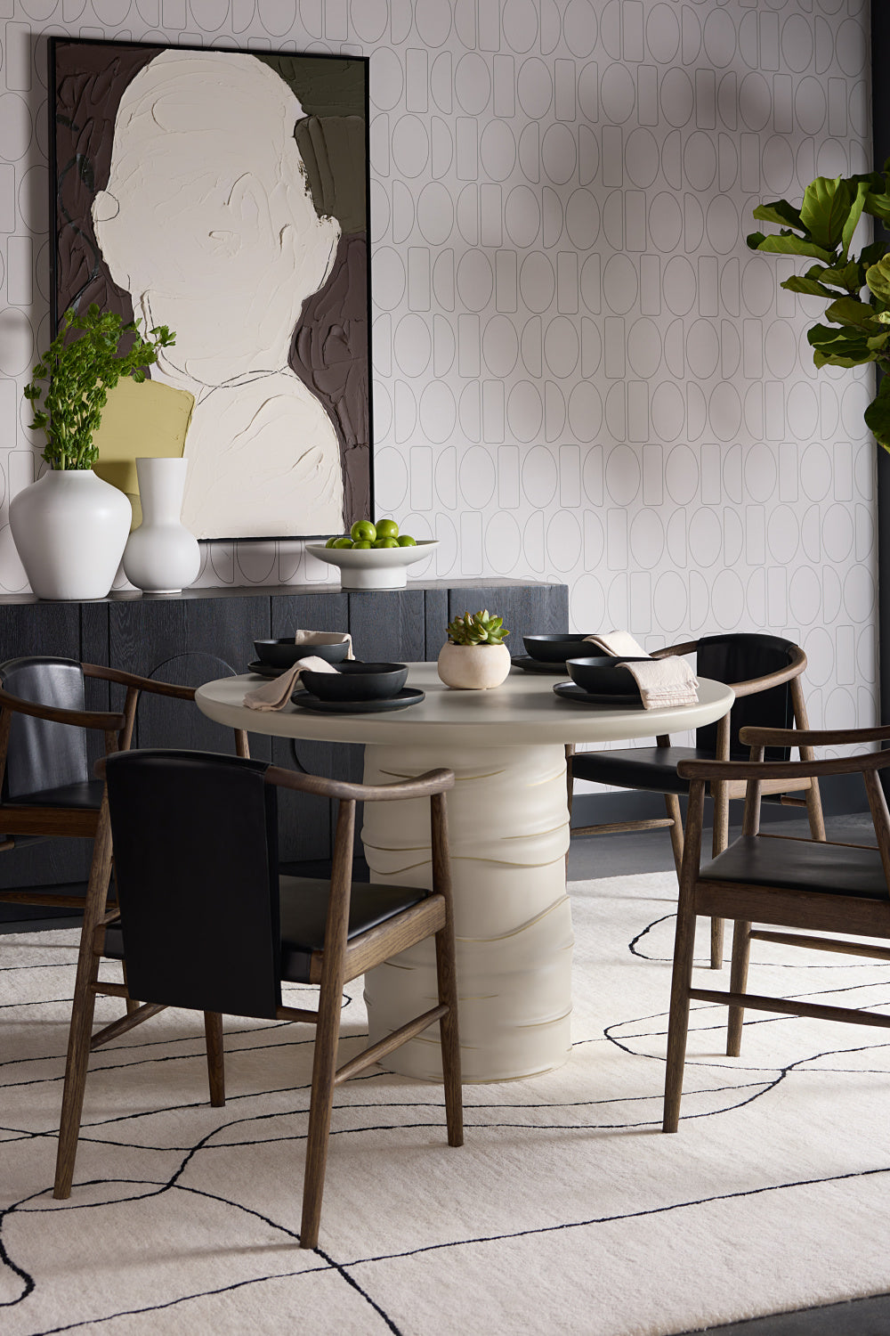 Cream Round Indoor/Outdoor Dining Table by Splendido Alanya, alternate view 5
