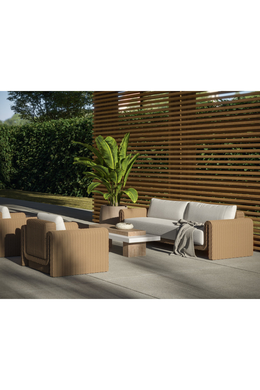 Rectangular Timber-Effect Indoor/Outdoor Coffee Table by Splendido Herriot, alternate view 8