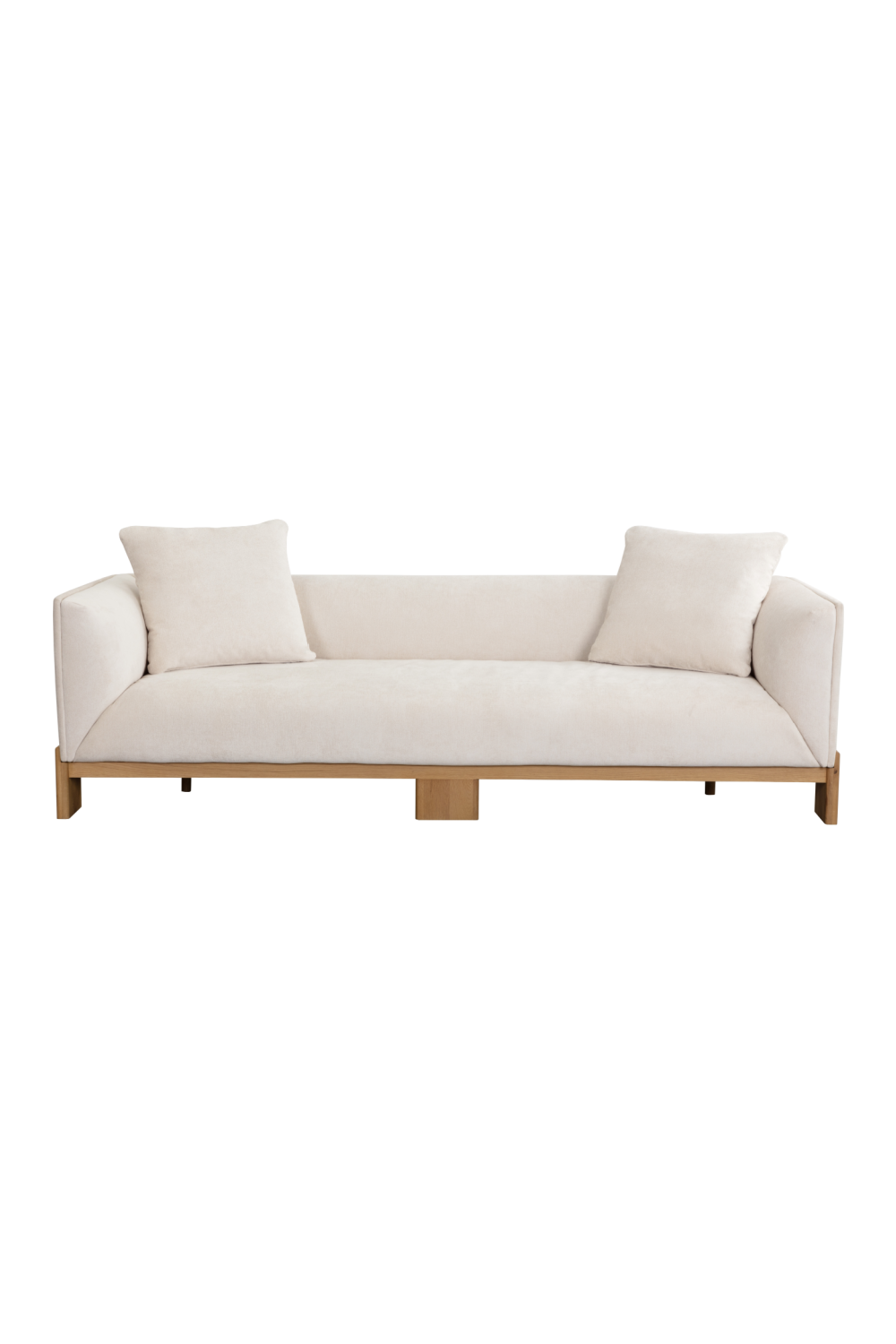 Oak Base White Upholstered Sofa by Splendido Anwa, alternate view 3