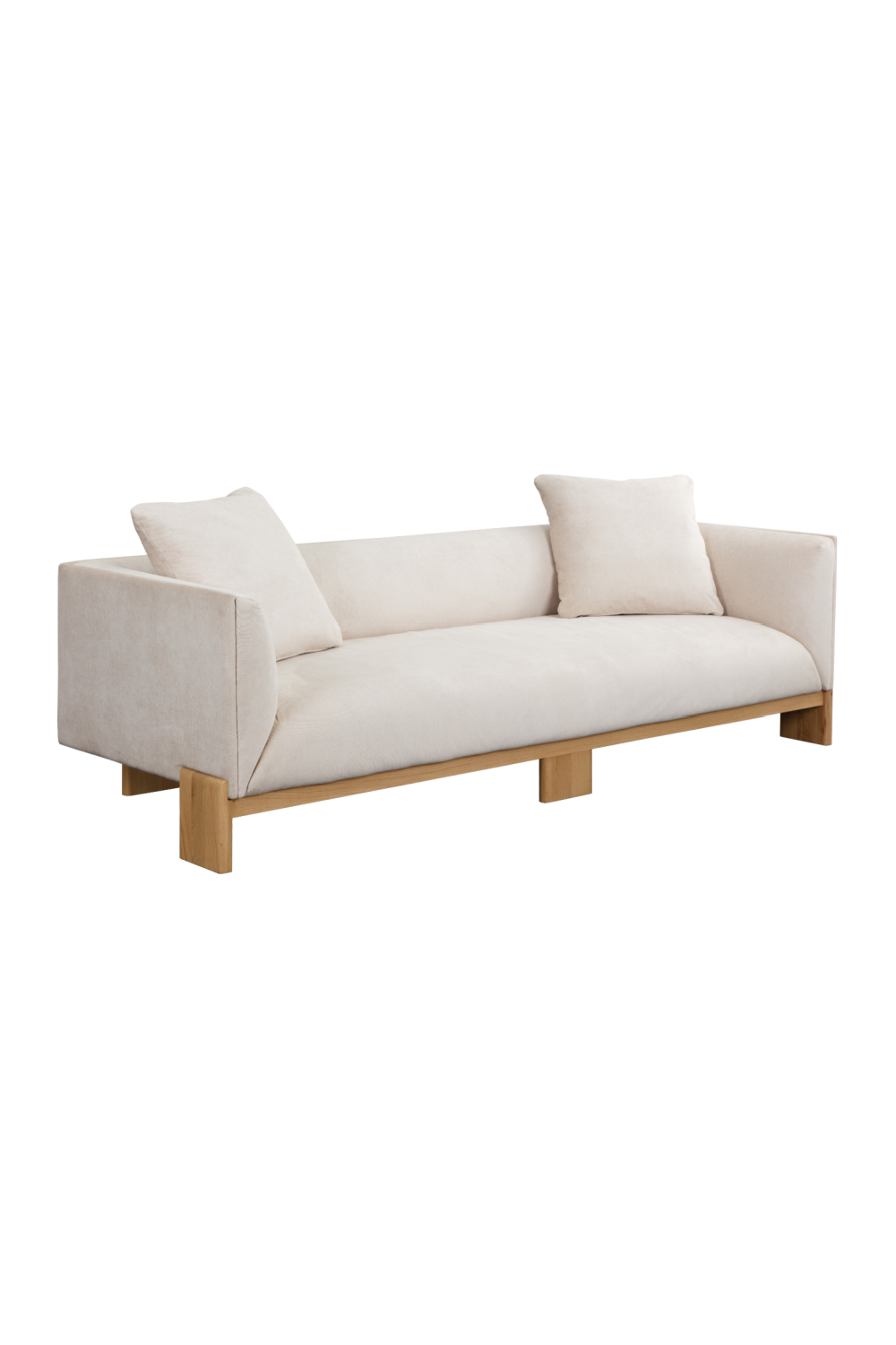 Modern European furniture - Oak Base White Upholstered Sofa - www.oroa.com