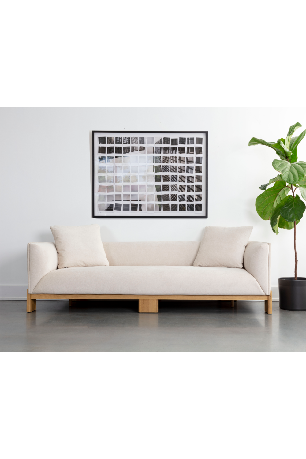 Oak Base White Upholstered Sofa | Splendido Anwa