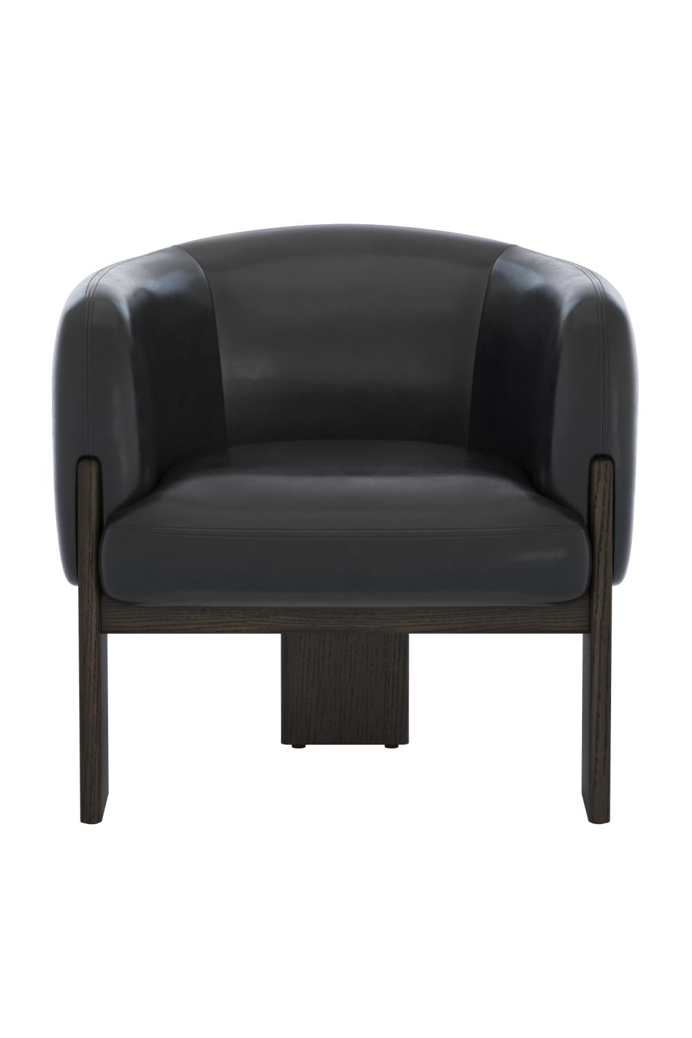 Black Leather Curved Lounge Chair by Splendido Trine Accent Chair, alternate view 3