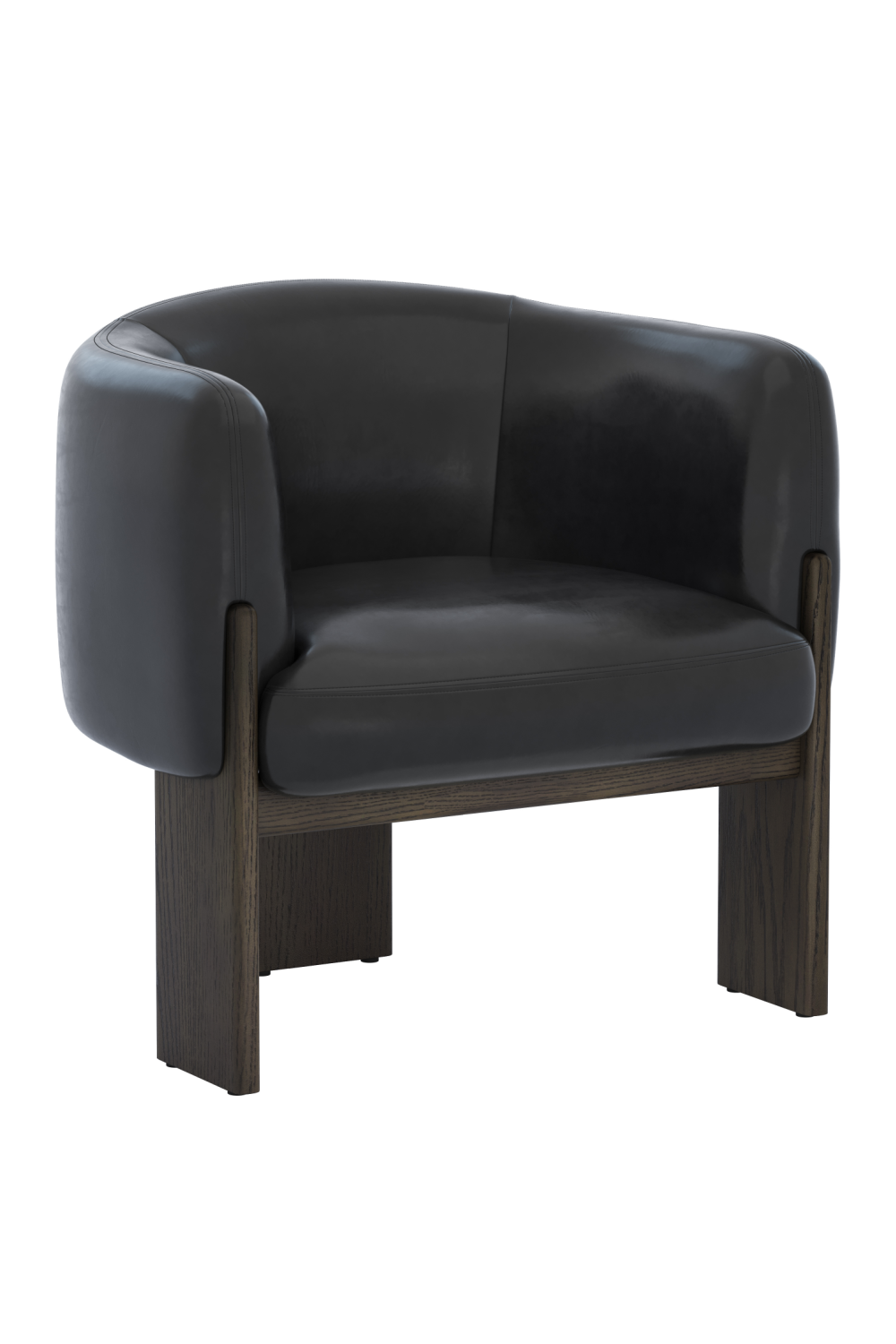 Black Leather Curved Lounge Chair by Splendido Trine Accent Chair