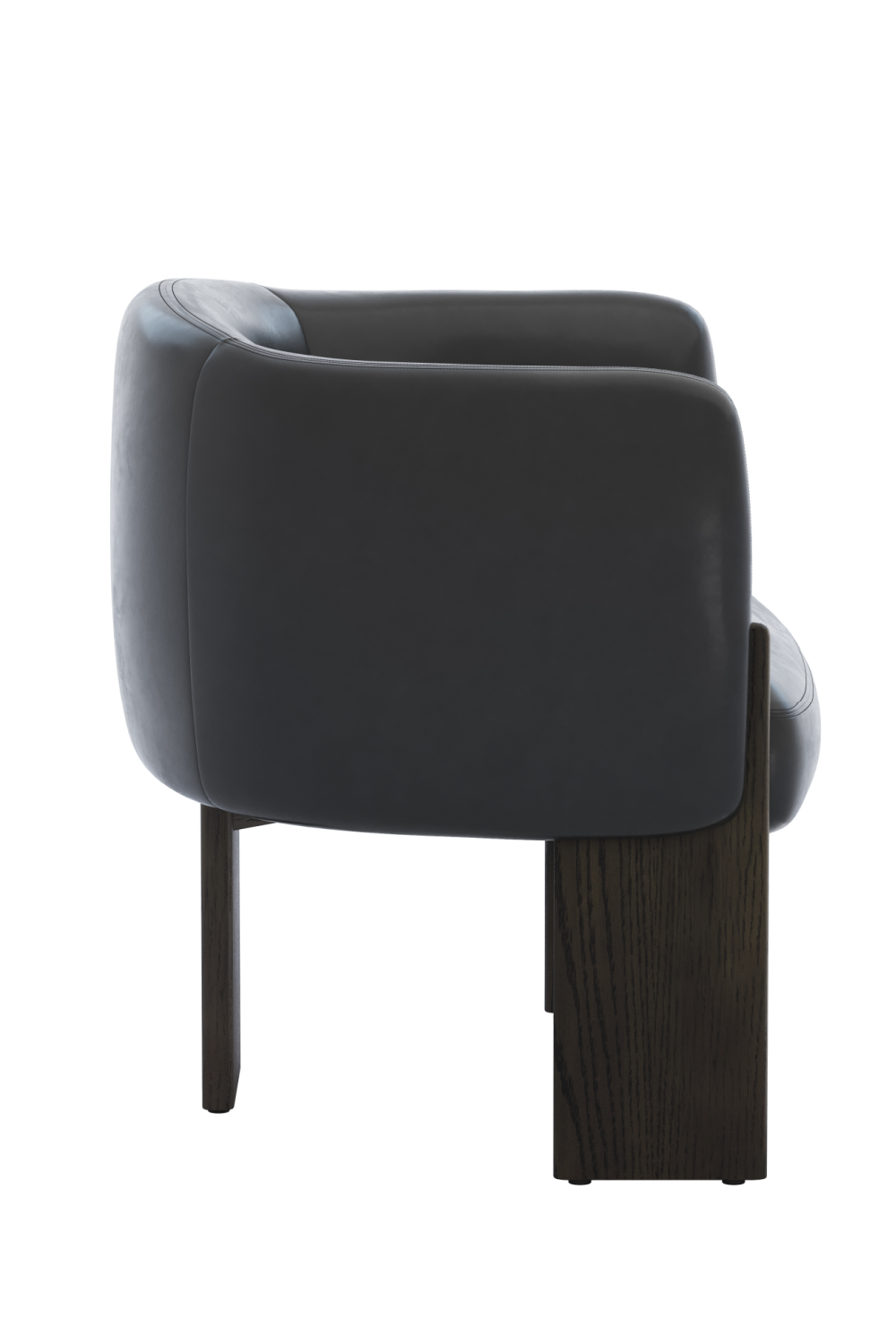 Black Leather Curved Lounge Chair by Splendido Trine Accent Chair, alternate view 4
