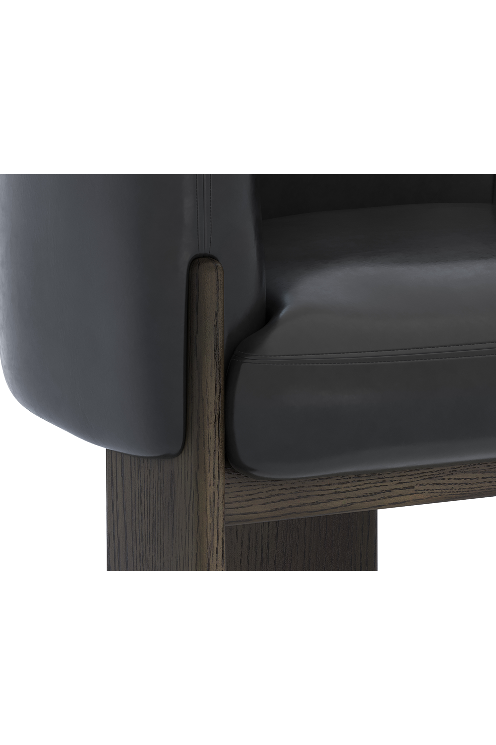 Black Leather Curved Lounge Chair by Splendido Trine Accent Chair, alternate view 7