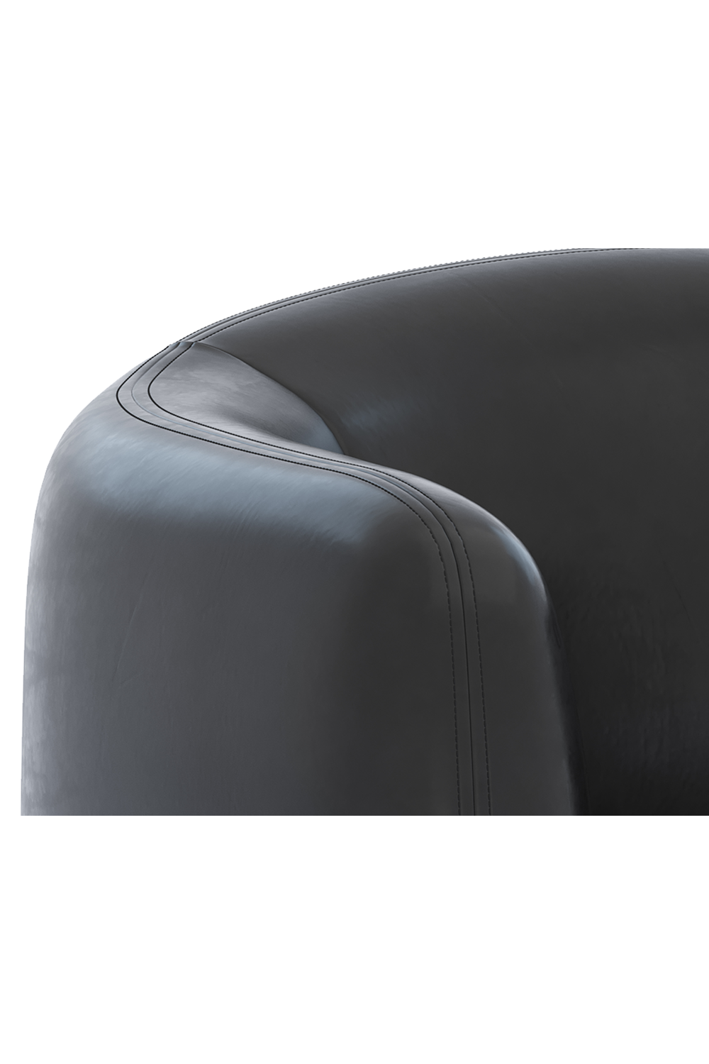 Black Leather Curved Lounge Chair by Splendido Trine Accent Chair, alternate view 8