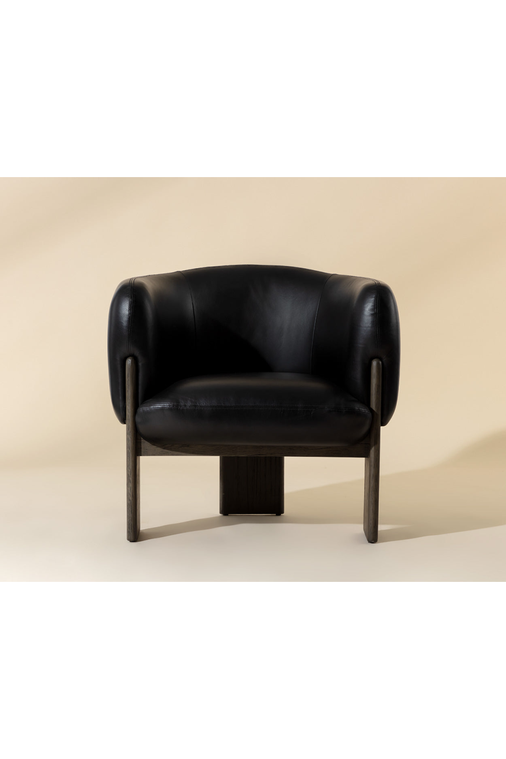 Black Leather Curved Lounge Chair by Splendido Trine Accent Chair, alternate view 9