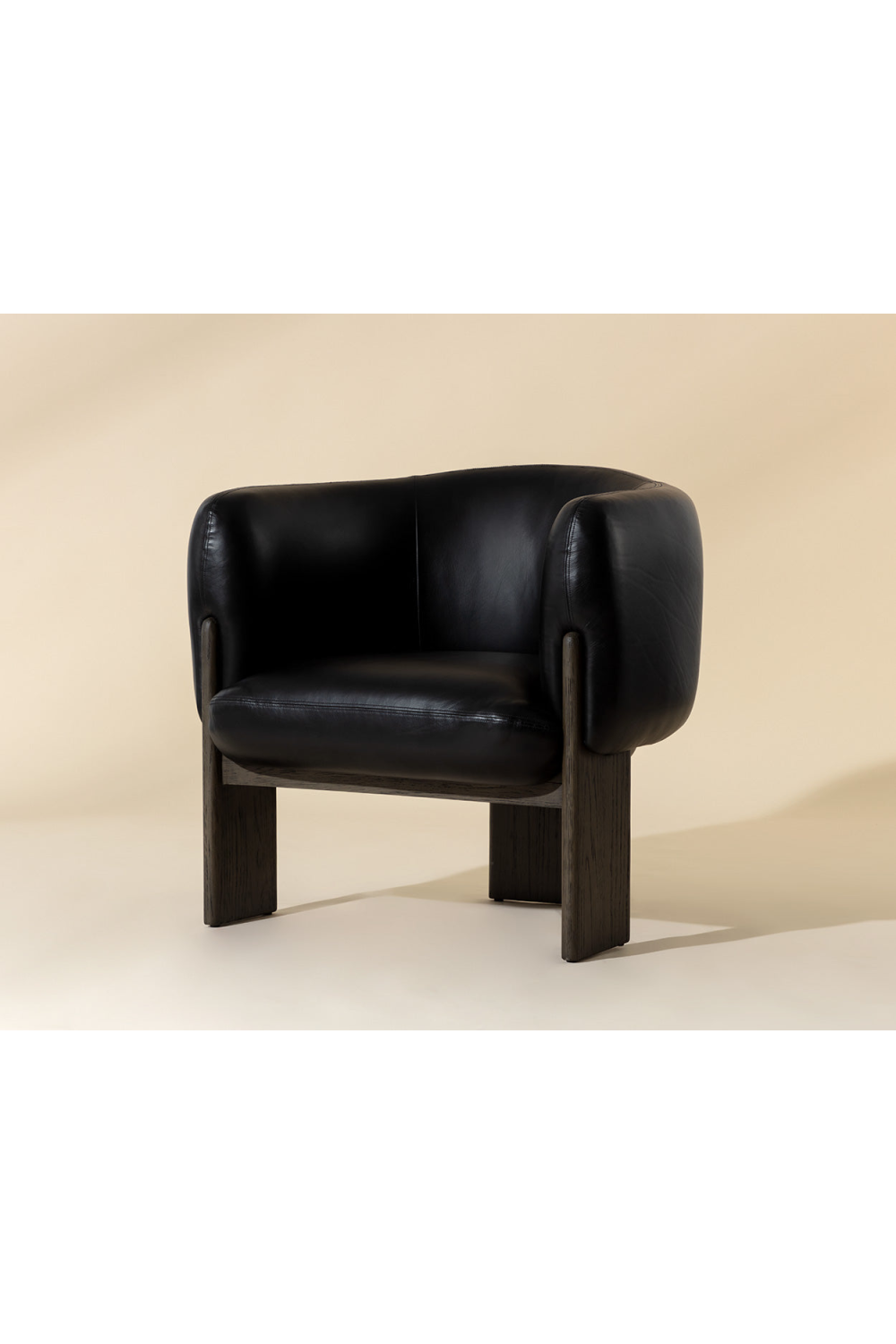 Black Leather Curved Lounge Chair by Splendido Trine Accent Chair, alternate view 10