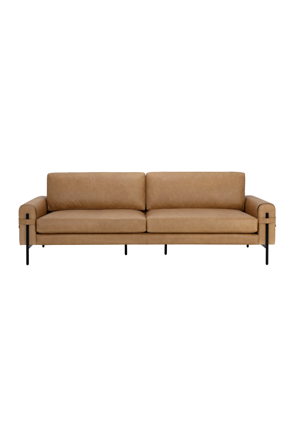 Brown Leather Strapped Sofa by Splendido Camus, alternate view 3