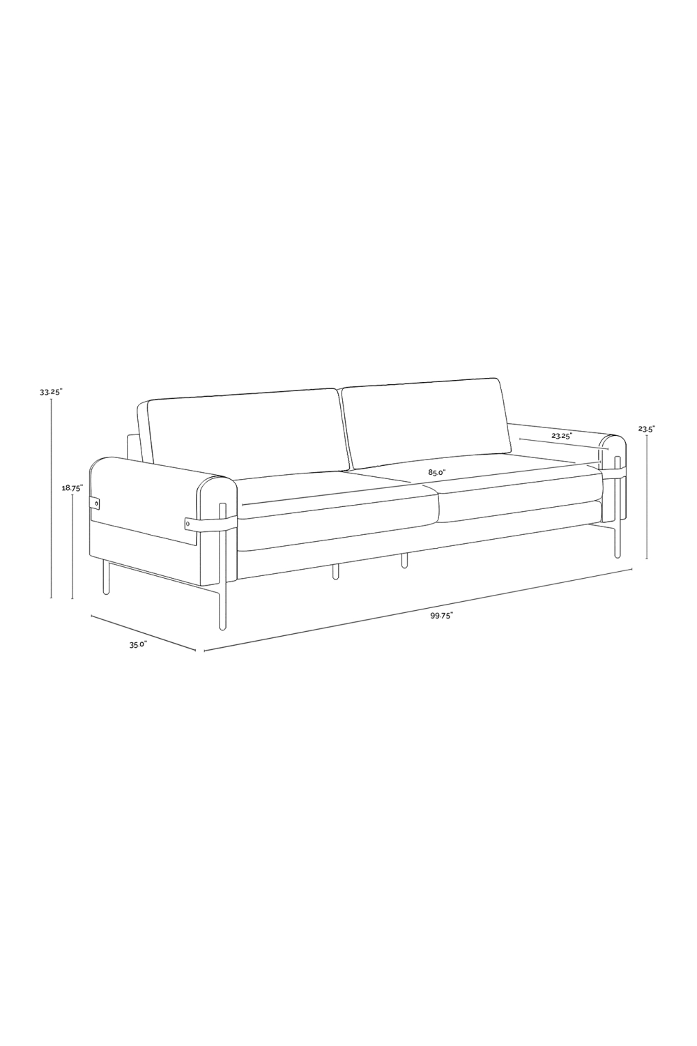 Brown Leather Strapped Sofa | Splendido Camus