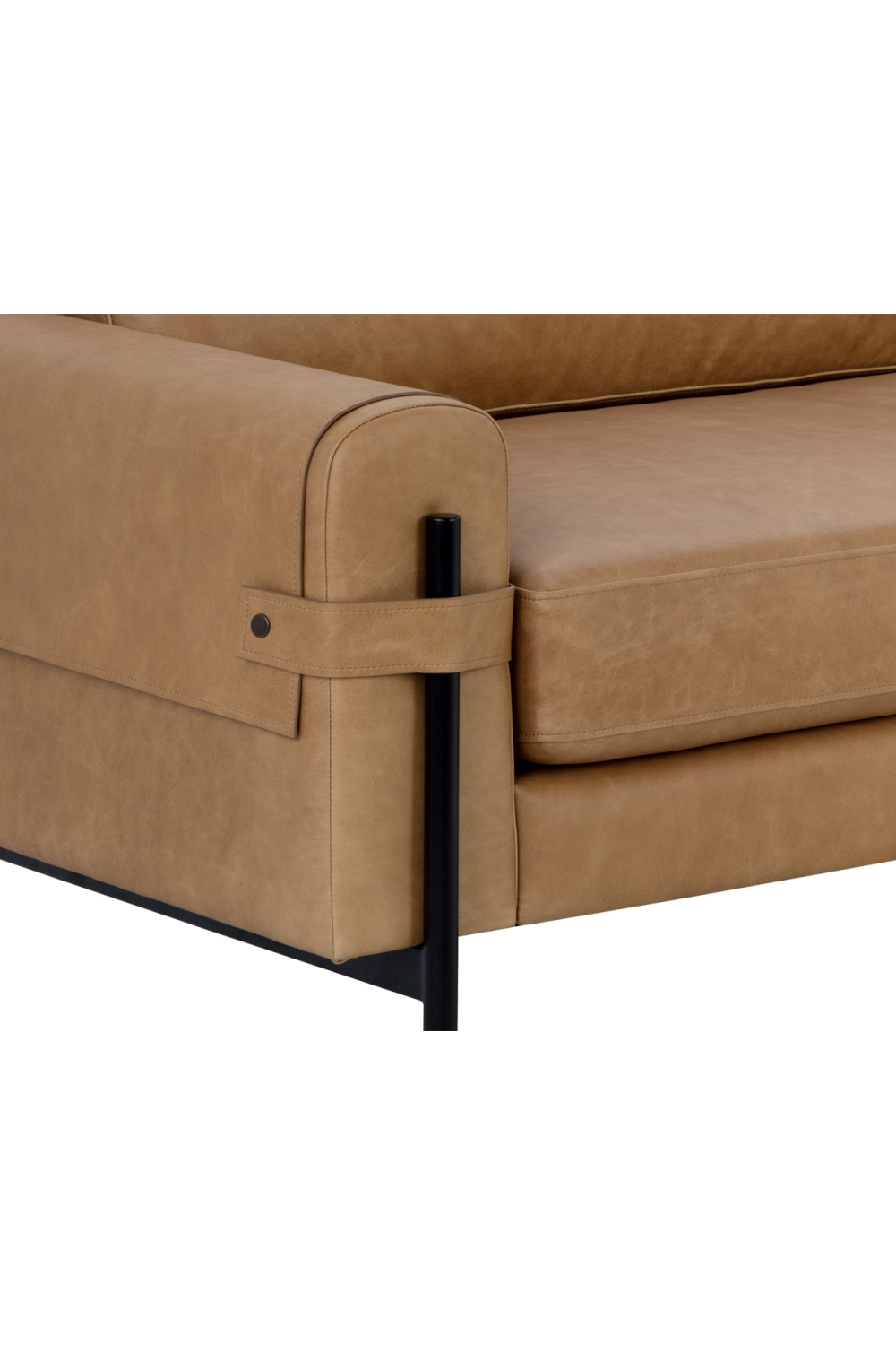 Brown Leather Strapped Sofa by Splendido Camus, alternate view 5