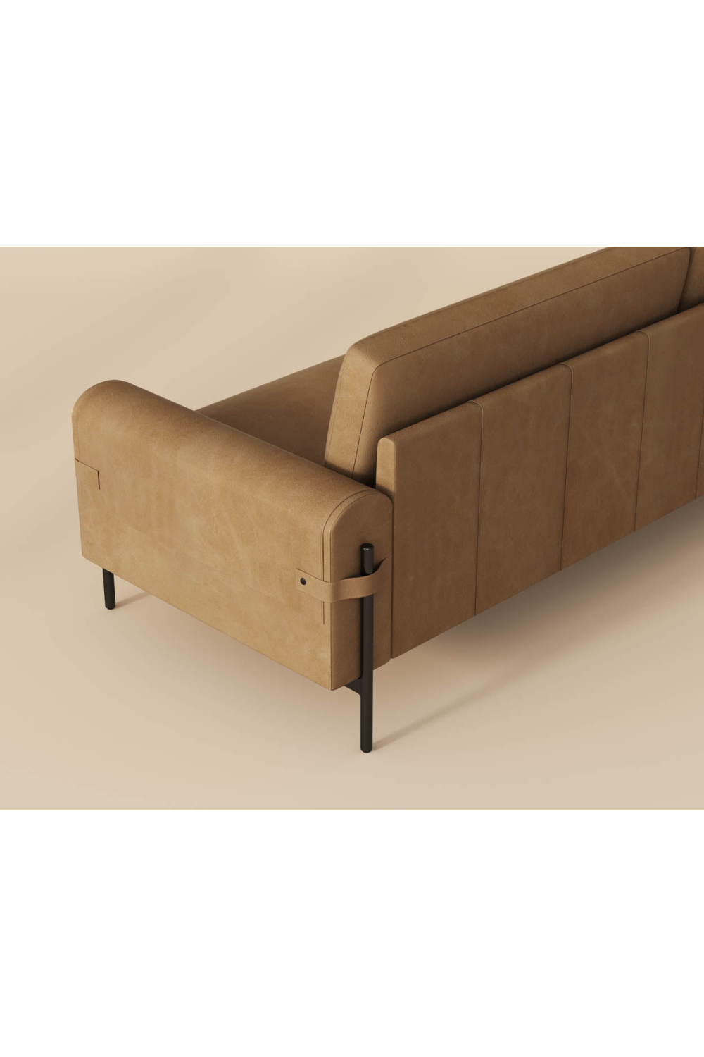 Brown Leather Strapped Sofa by Splendido Camus, alternate view 10