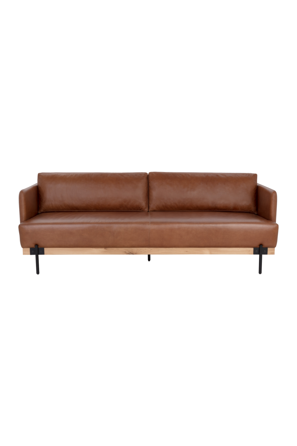 Oak Wood Frame Leather Sofa by Splendido Saul, alternate view 3