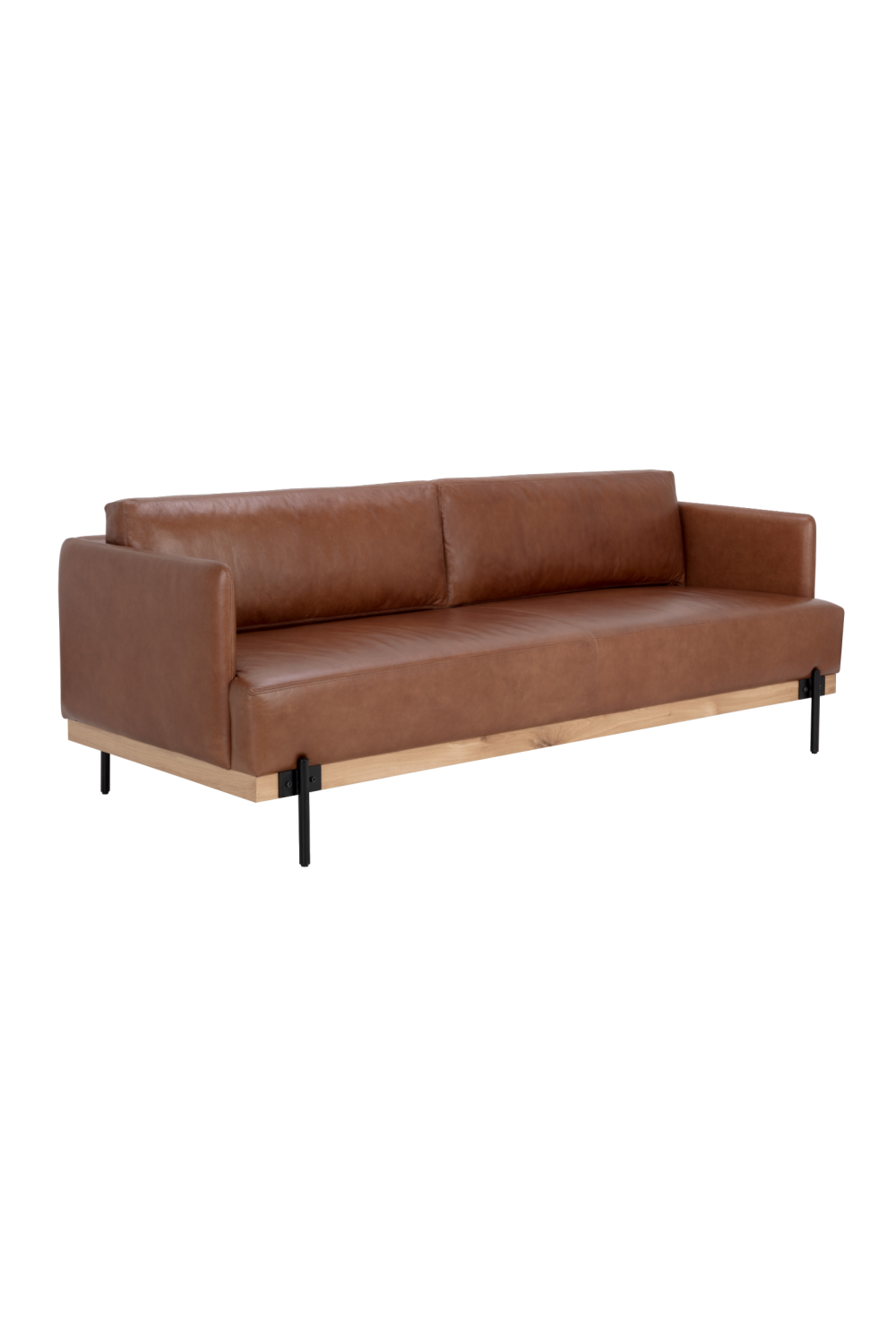 Oak Wood Frame Leather Sofa by Splendido Saul